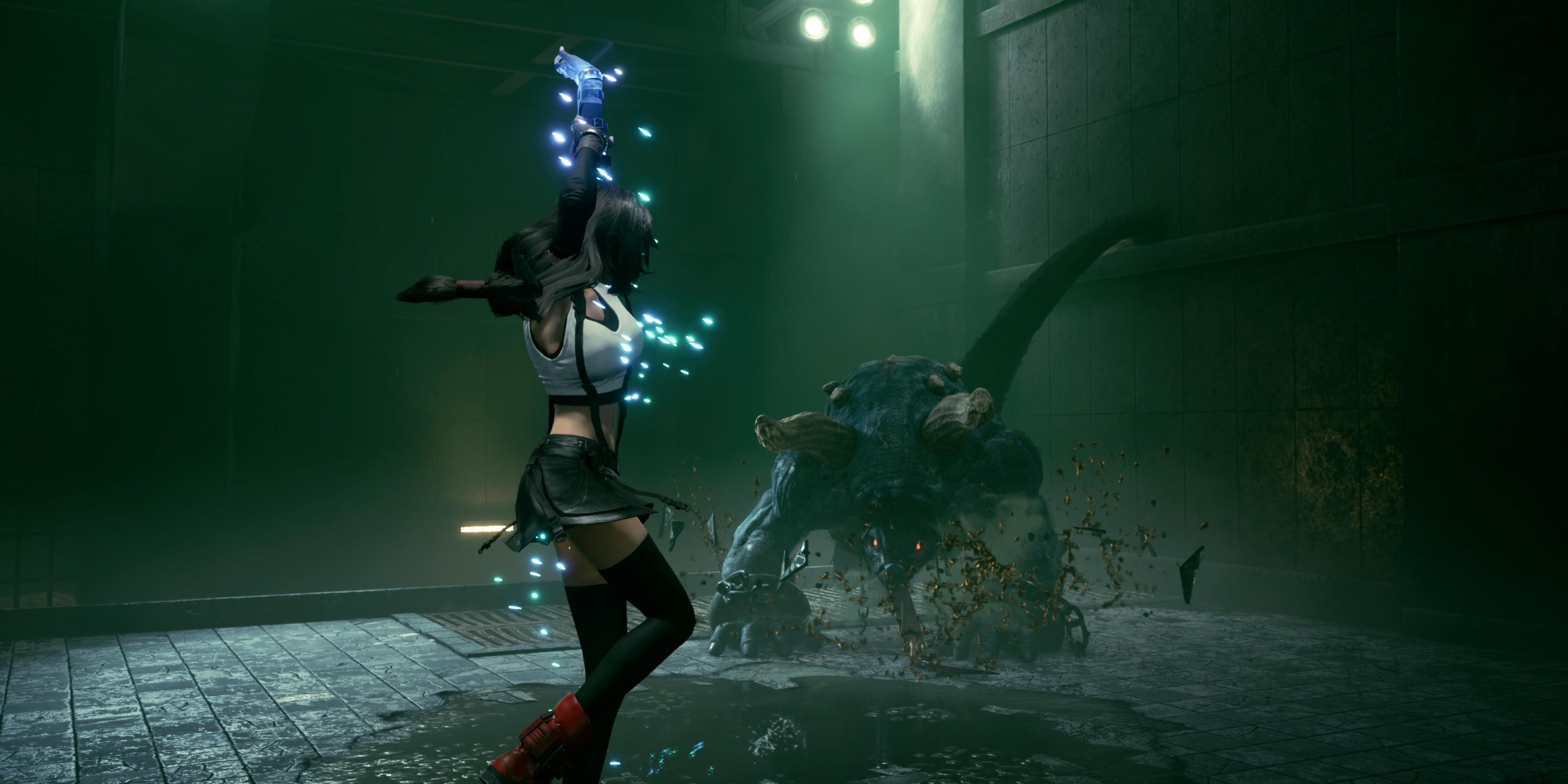 tifa rising up in the air 