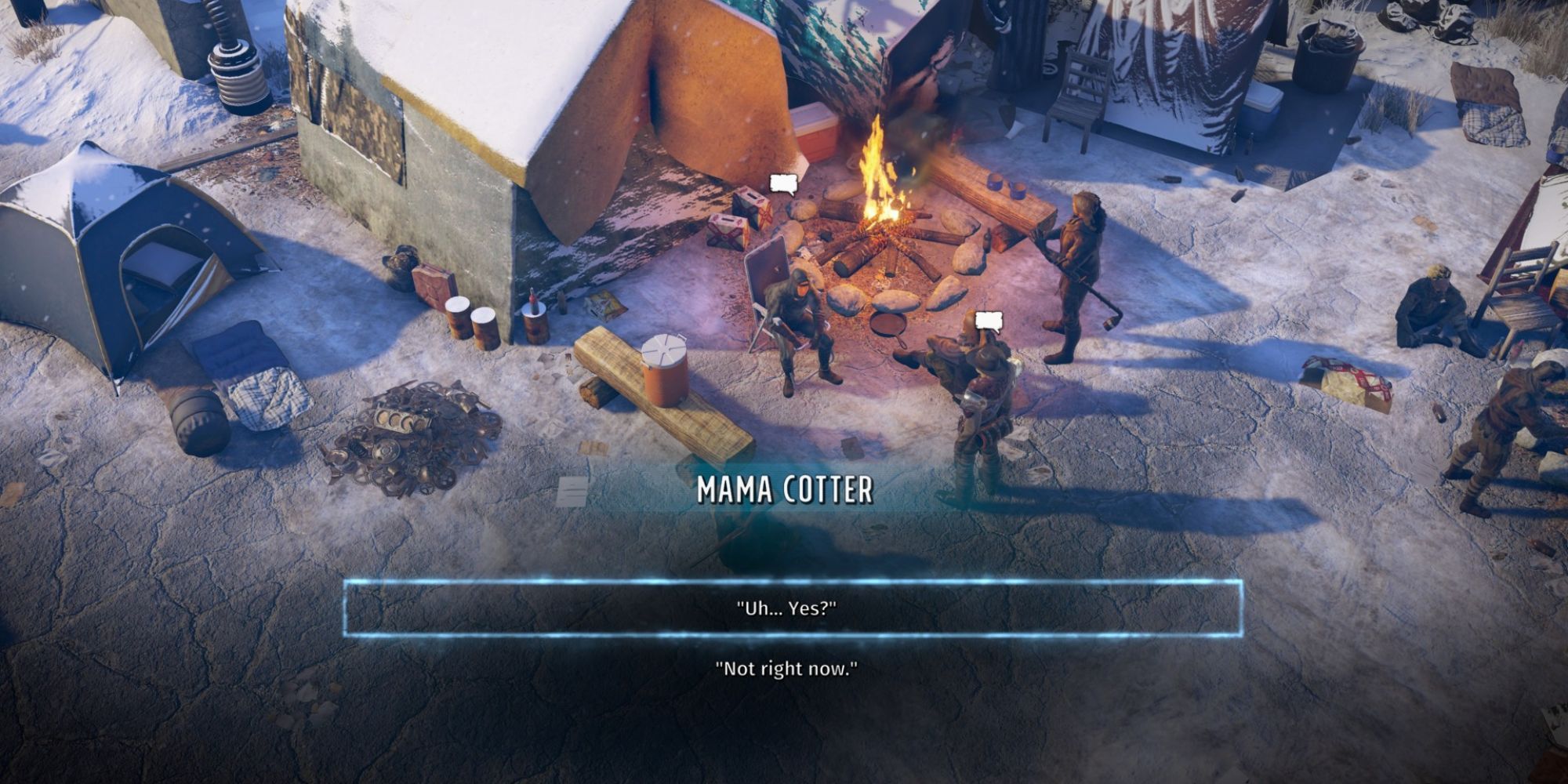 Wasteland 3 screenshot showing dialogue with Mama Cotter in Colorado Springs