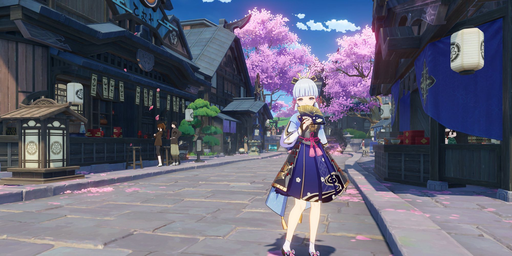 Ayaka Posing in Mondstadt With Cherry Blossoms