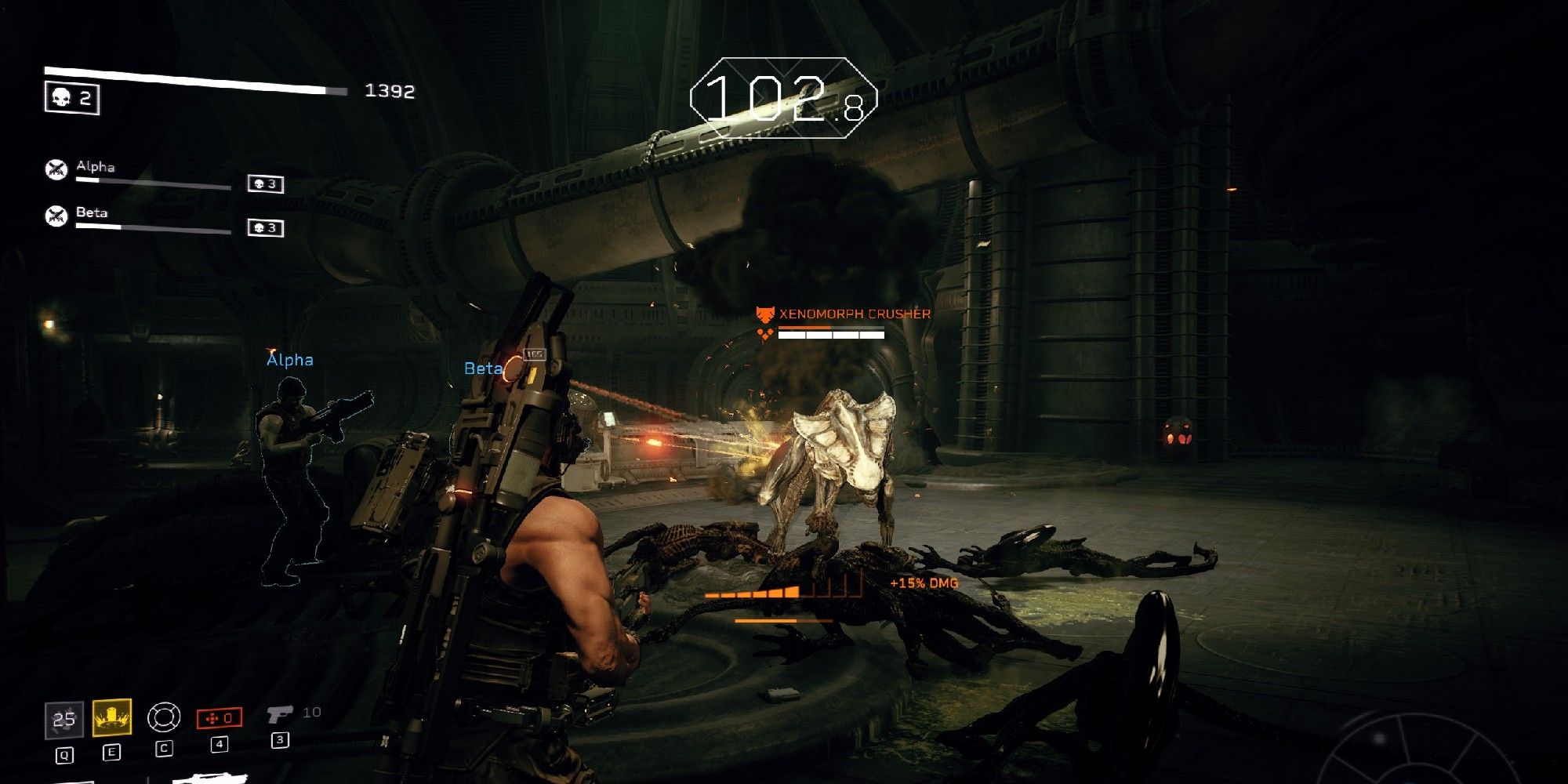 Aliens Fireteam Elite Crusher in dark industrial room