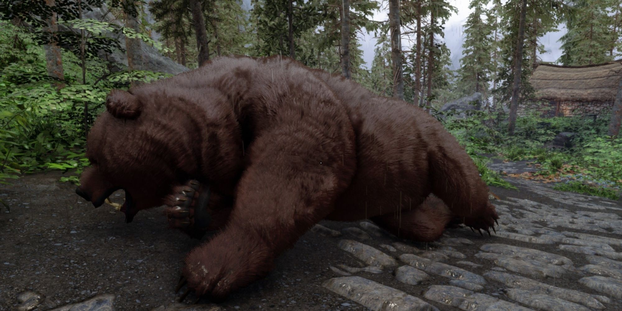 A slain bear in Skyrim