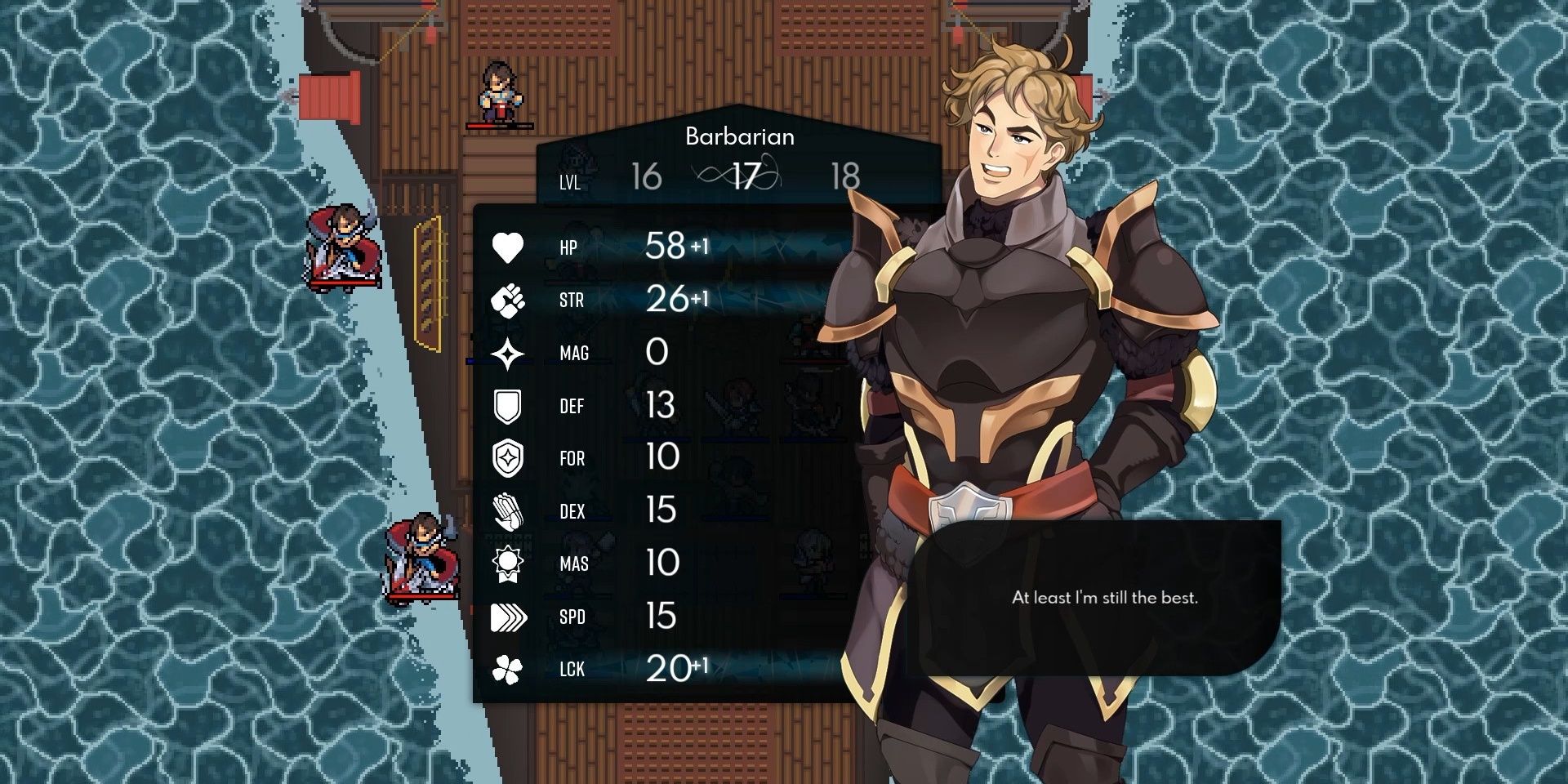 Barbarian boasting over his stats in Dark Deity