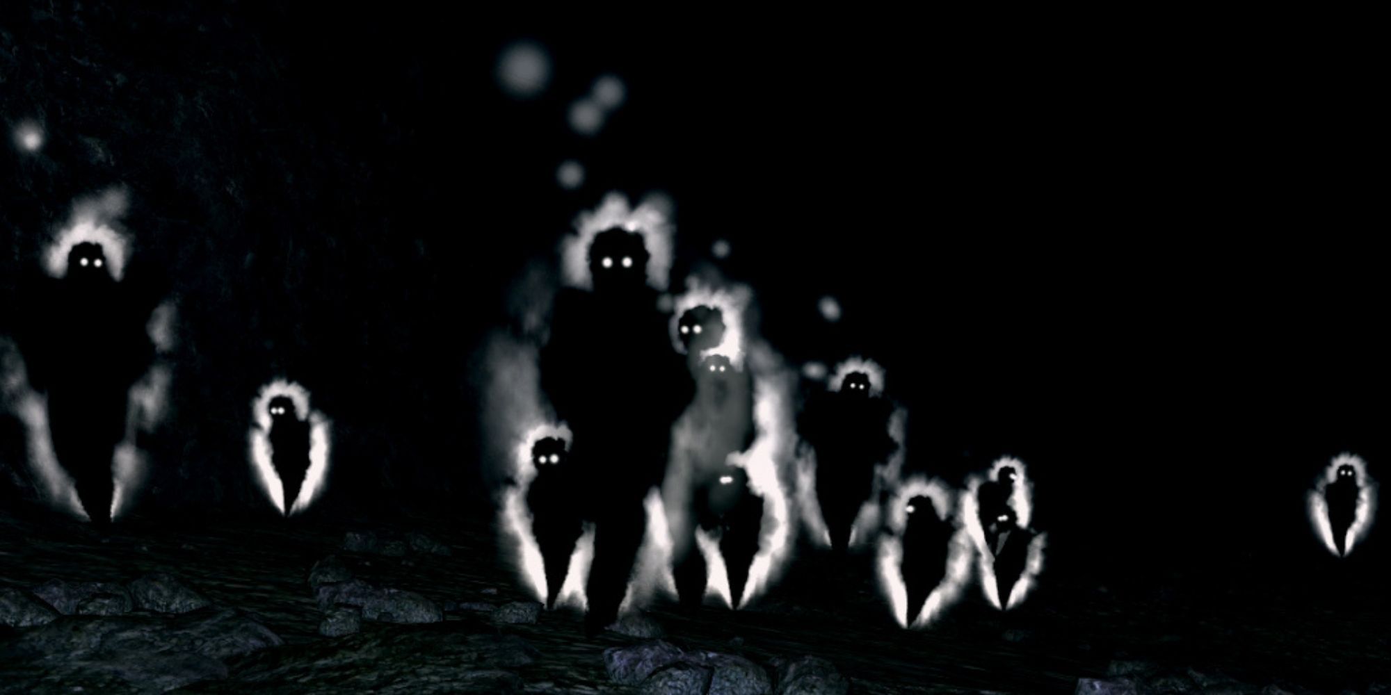Dark Souls group of Humanity phantoms floating around