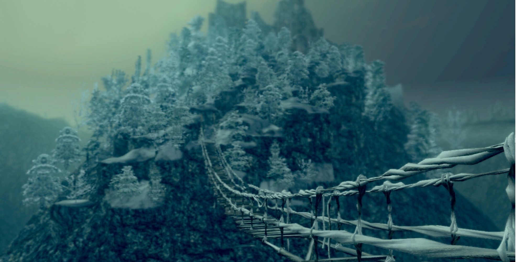 Dark Souls Painted World of Ariamis from starting point on rope bridge