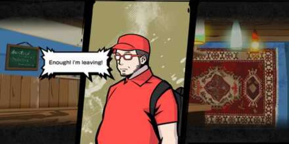 Buddy Rapids leaving the curry establishment in anger in Neo: The World Ends With You
