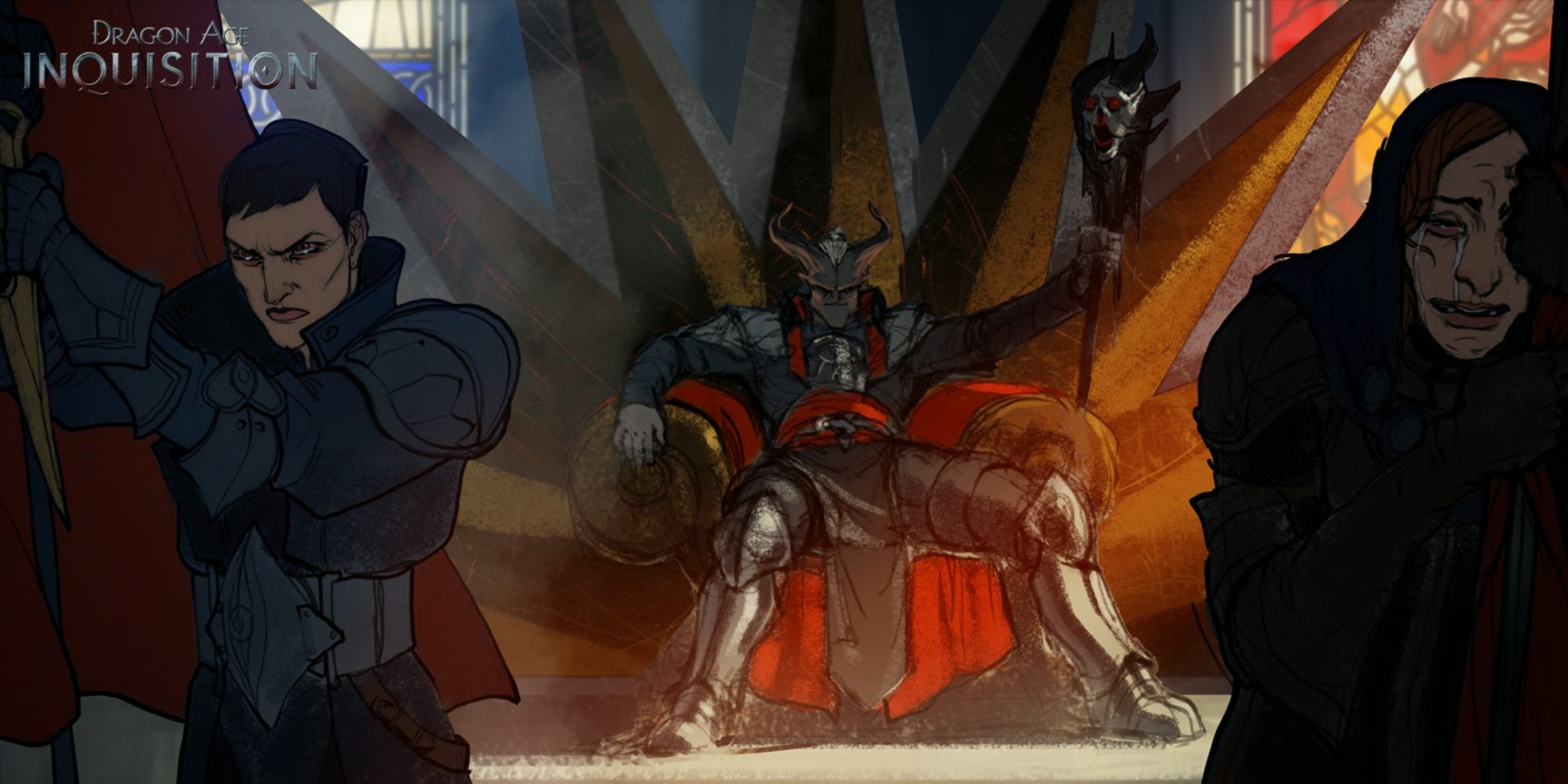 Dragon Age Inquisition - Concept Art of a male Qunari Inquisitor as the Divine of the Chantry