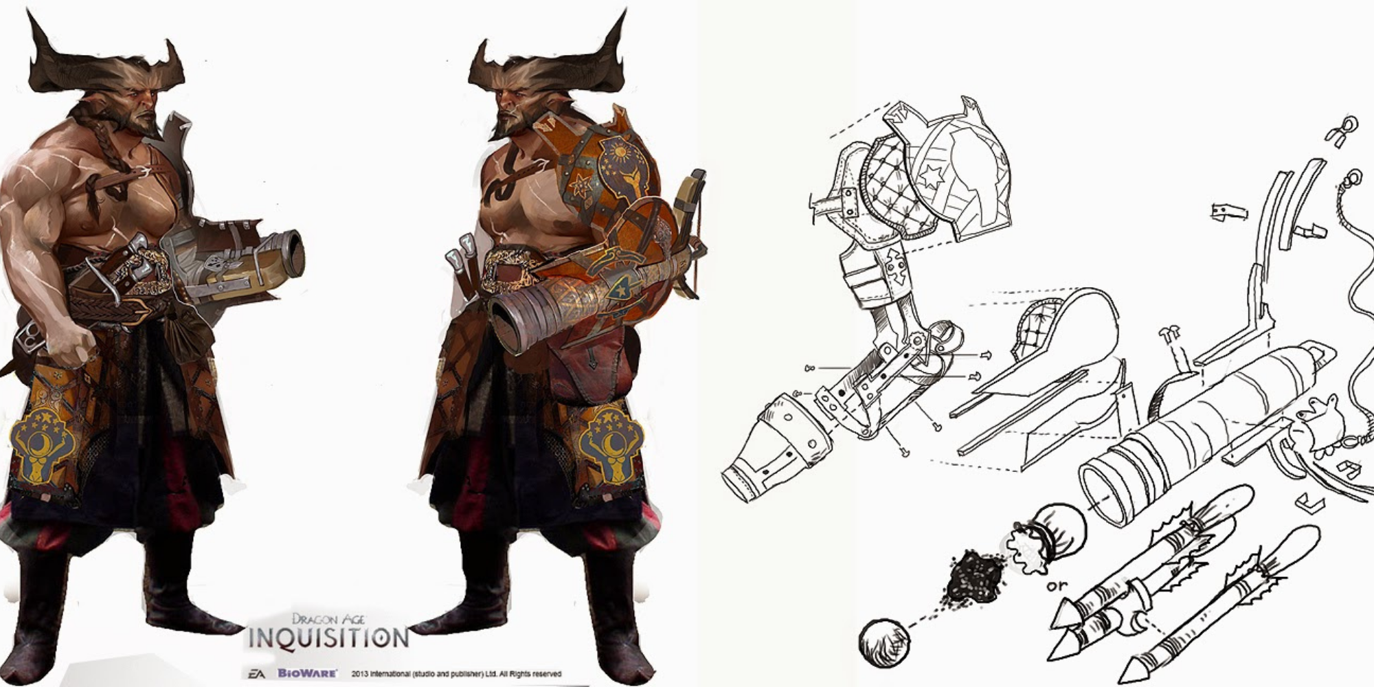 Dragon Age Inquisition - Concept Art of the Iron Bull with a prosthetic canon arm