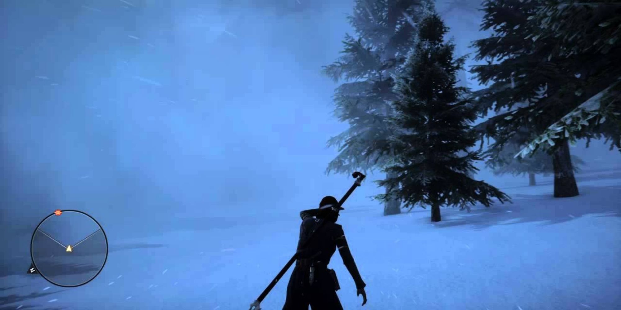Dragon Age Inquisition - Inquisitor pushing through the snow after Corypheus encounter