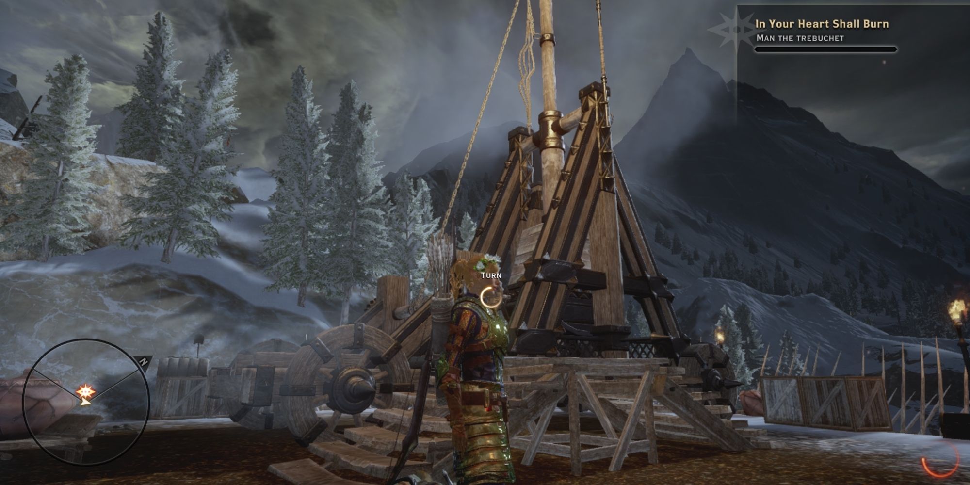Dragon Age Inquisition - player standing next to Trebuchet