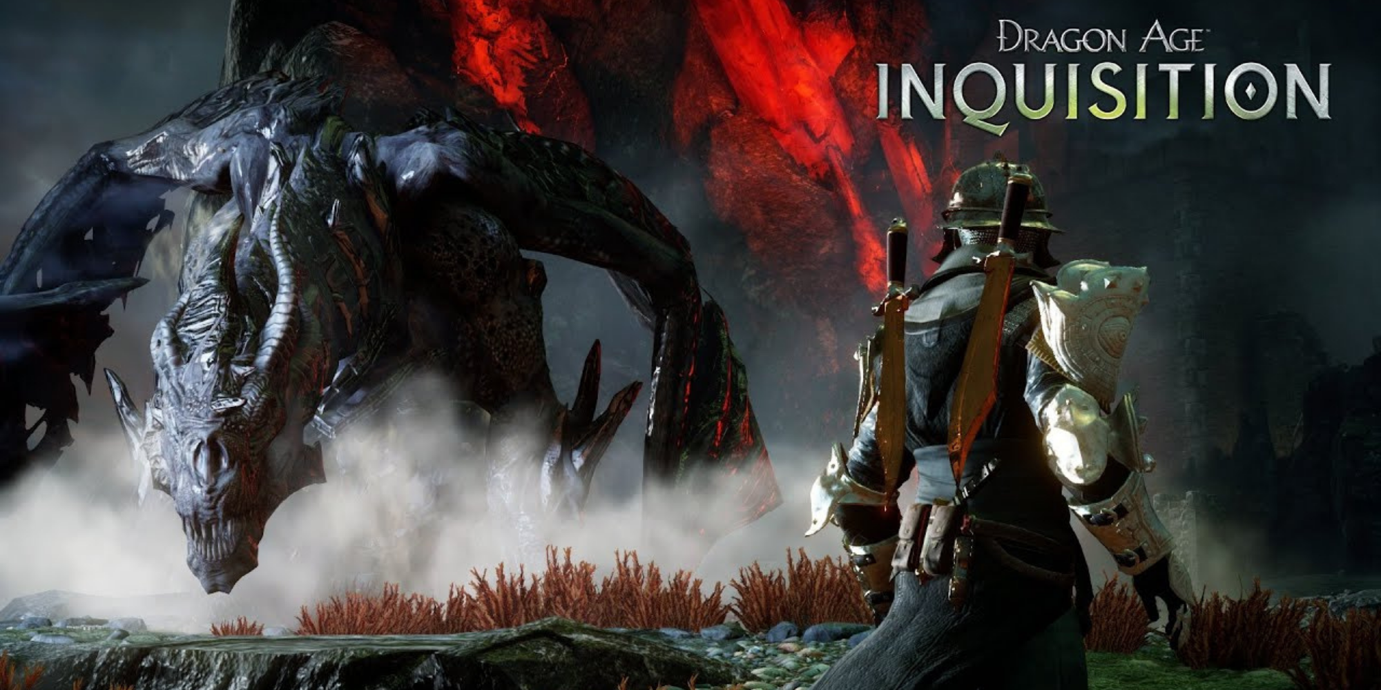 Dragon Age Inquisition - promo image of player facing Corypheus' dragon