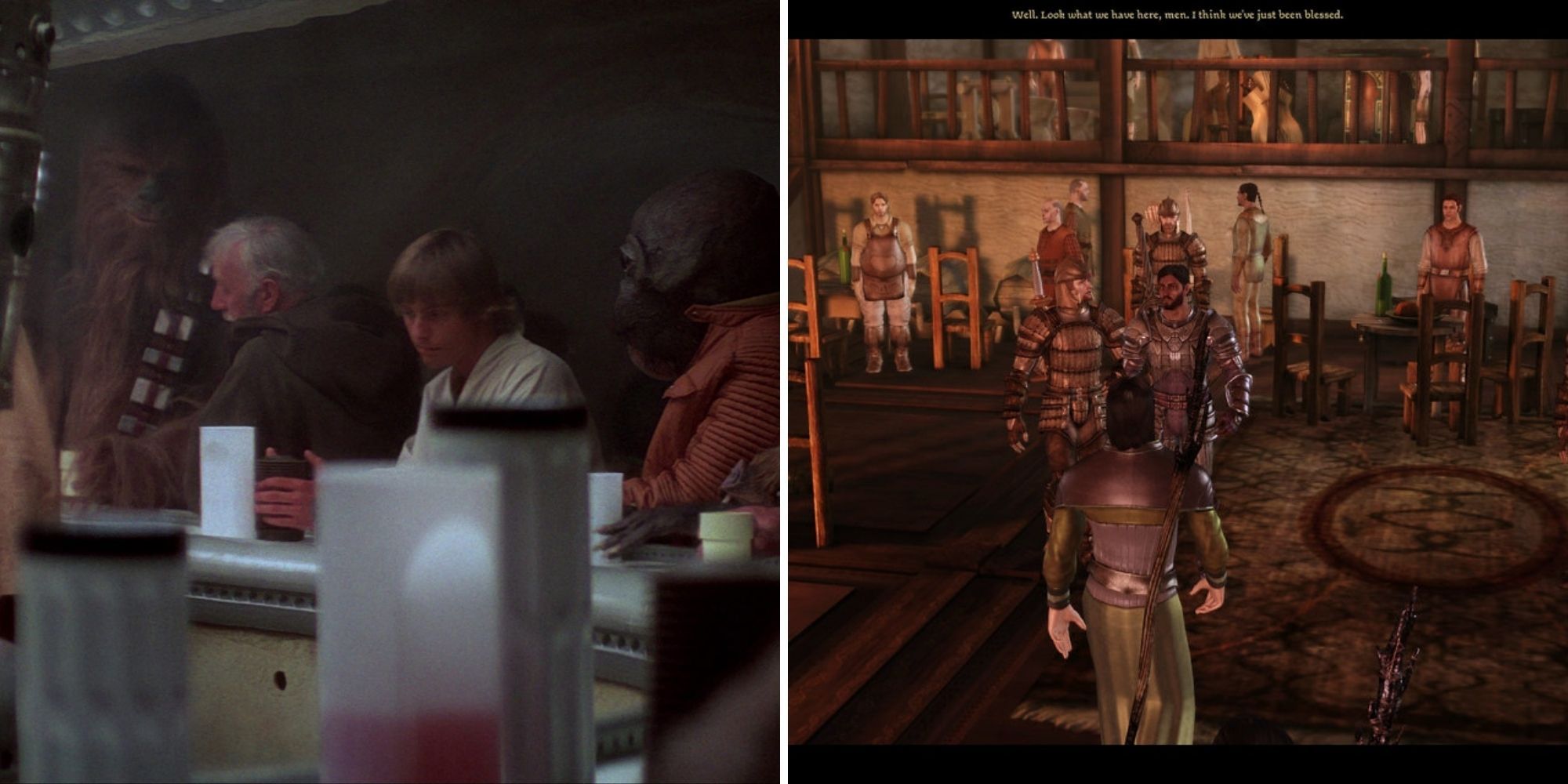 Dragon Age Origins - Mos Eisley Cantina (left), Dane's Refuge in Lothering (right)