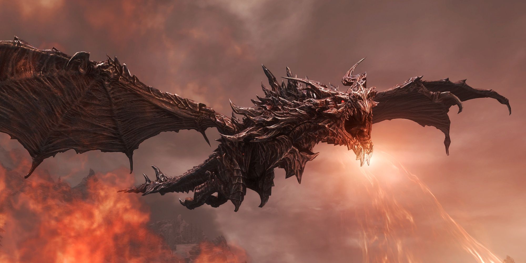 Skyrim Alduin Flying Through The Sky