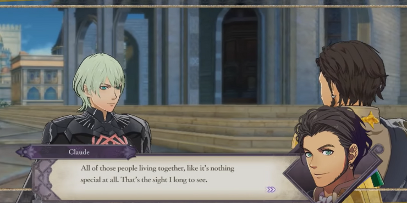 Claude describes his dream of Fodlan living together with outsiders in harmony.