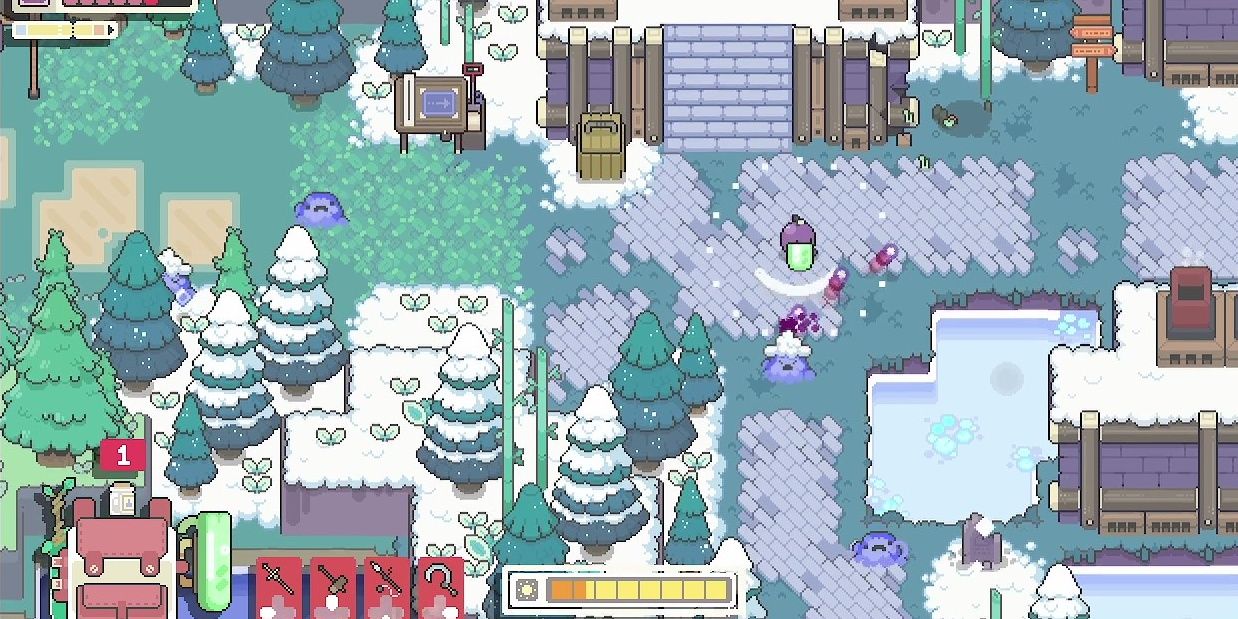 Garden Story Concord Uses Shield Against Snowy Rot Monster