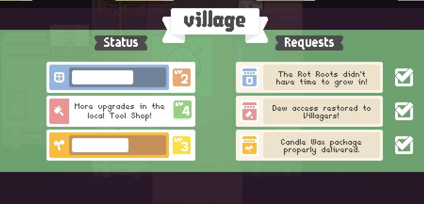 Status of the Village in Garden Story