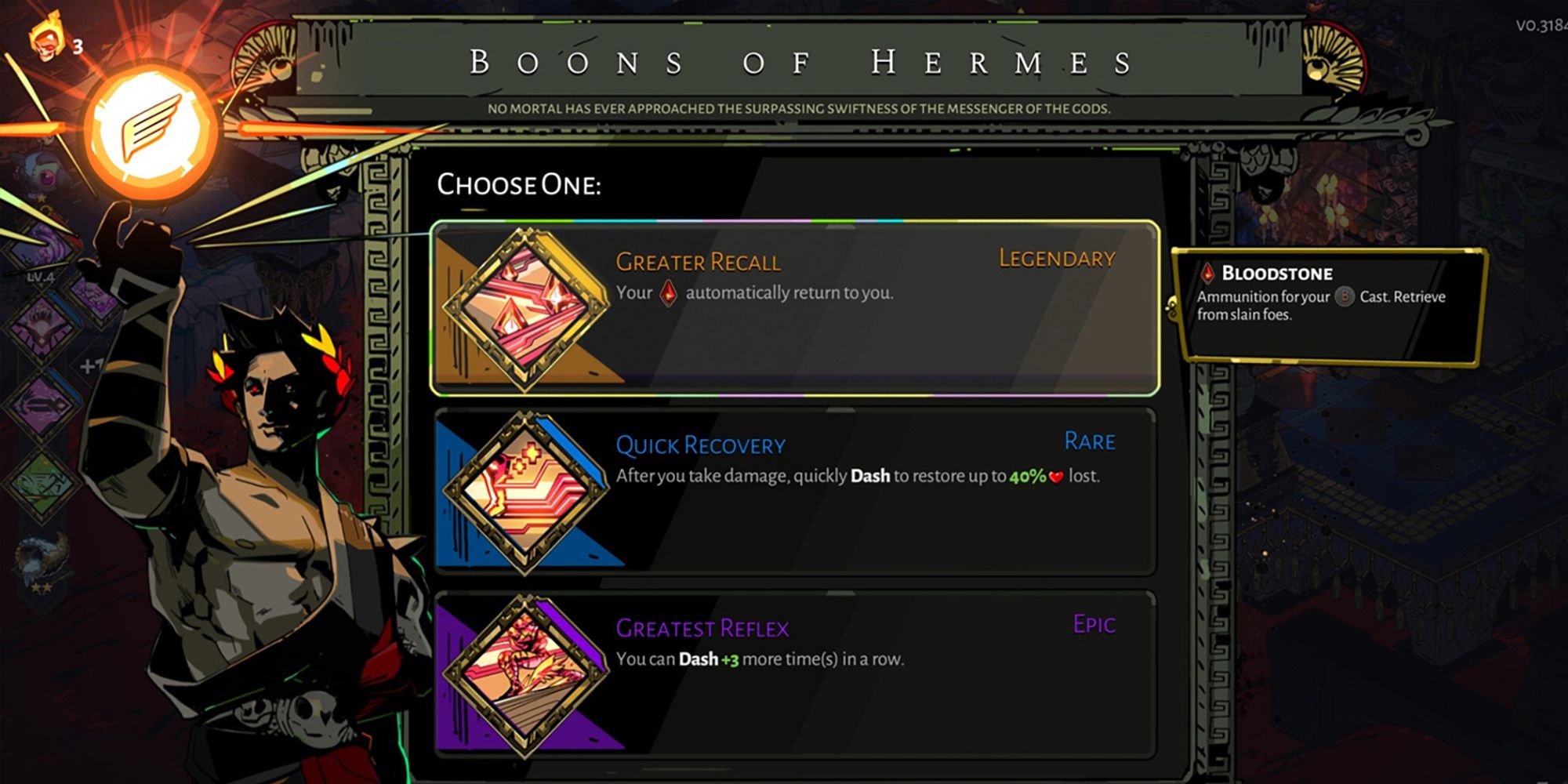 Hades - Zagreus Hovering Over The Greater Recall Legendary Boon From Hermes