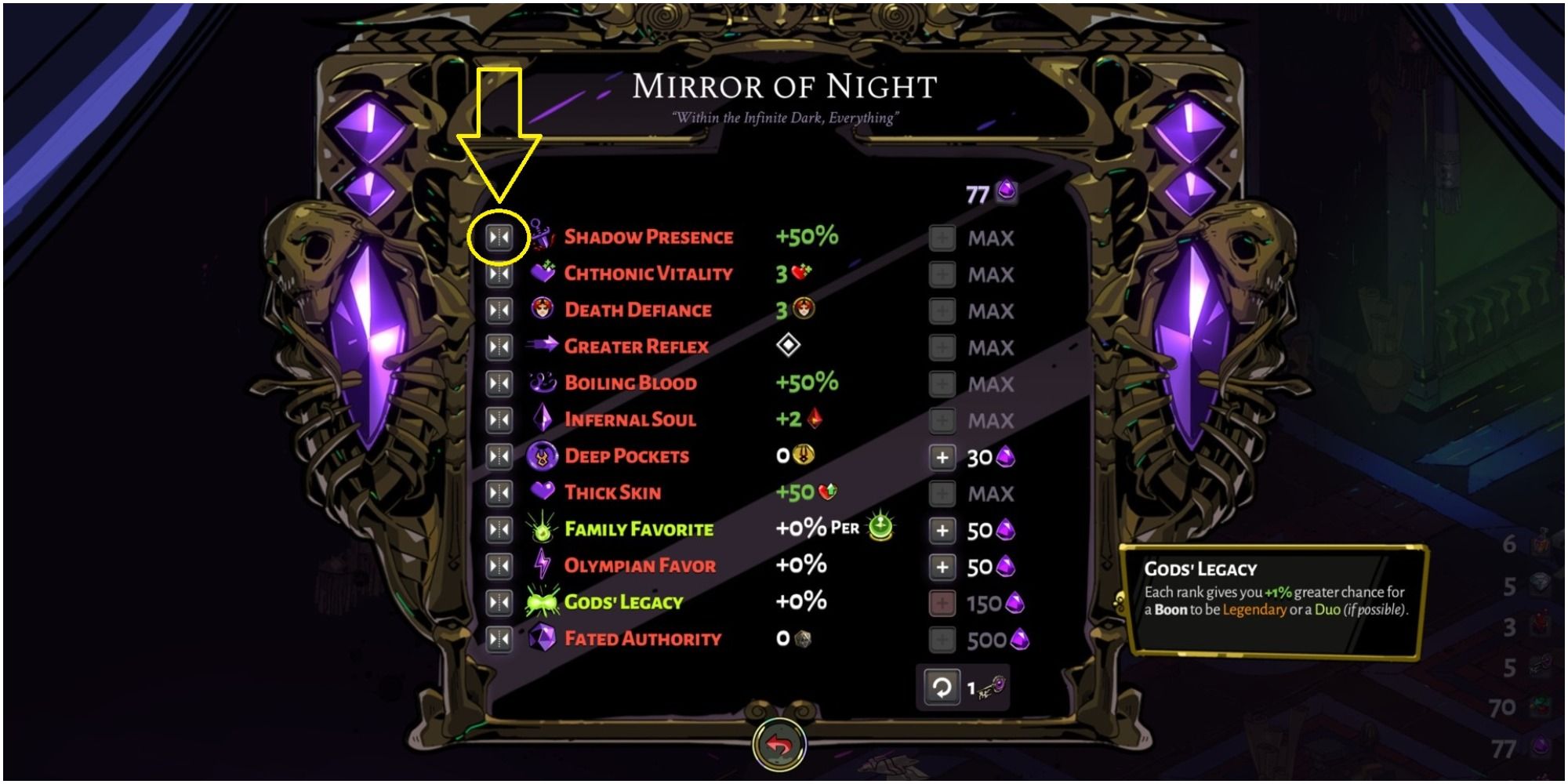 Hades Where To Change The Mirror Of Night Upgrade Choices