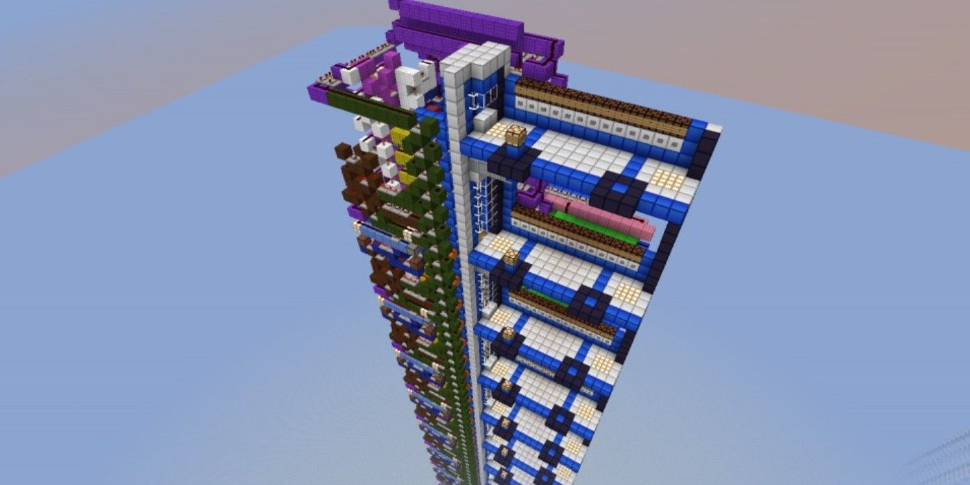 Minecraft custom map Modular Piston building in the sky