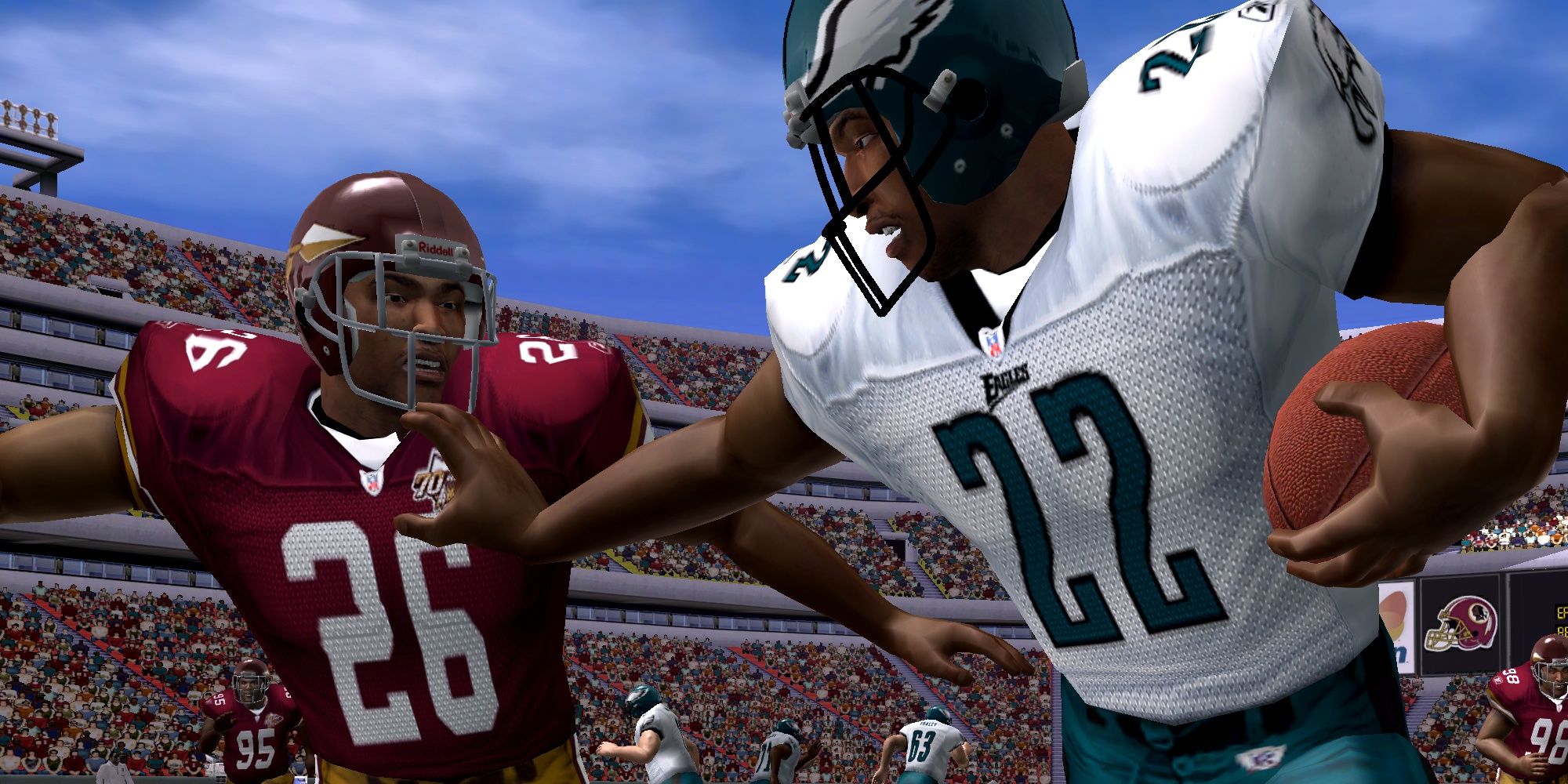 The Philadelphia Eagles run the football against the Washington Football Team in NFL Fever 2004