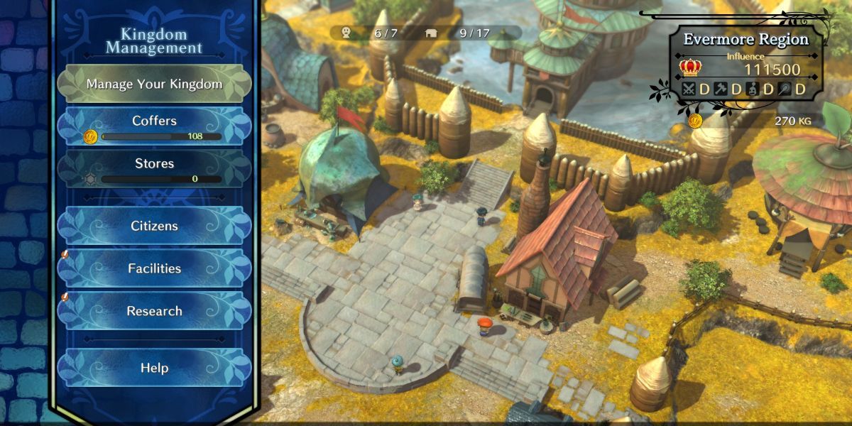 The kingdom building menu in Ni No Kuni 2