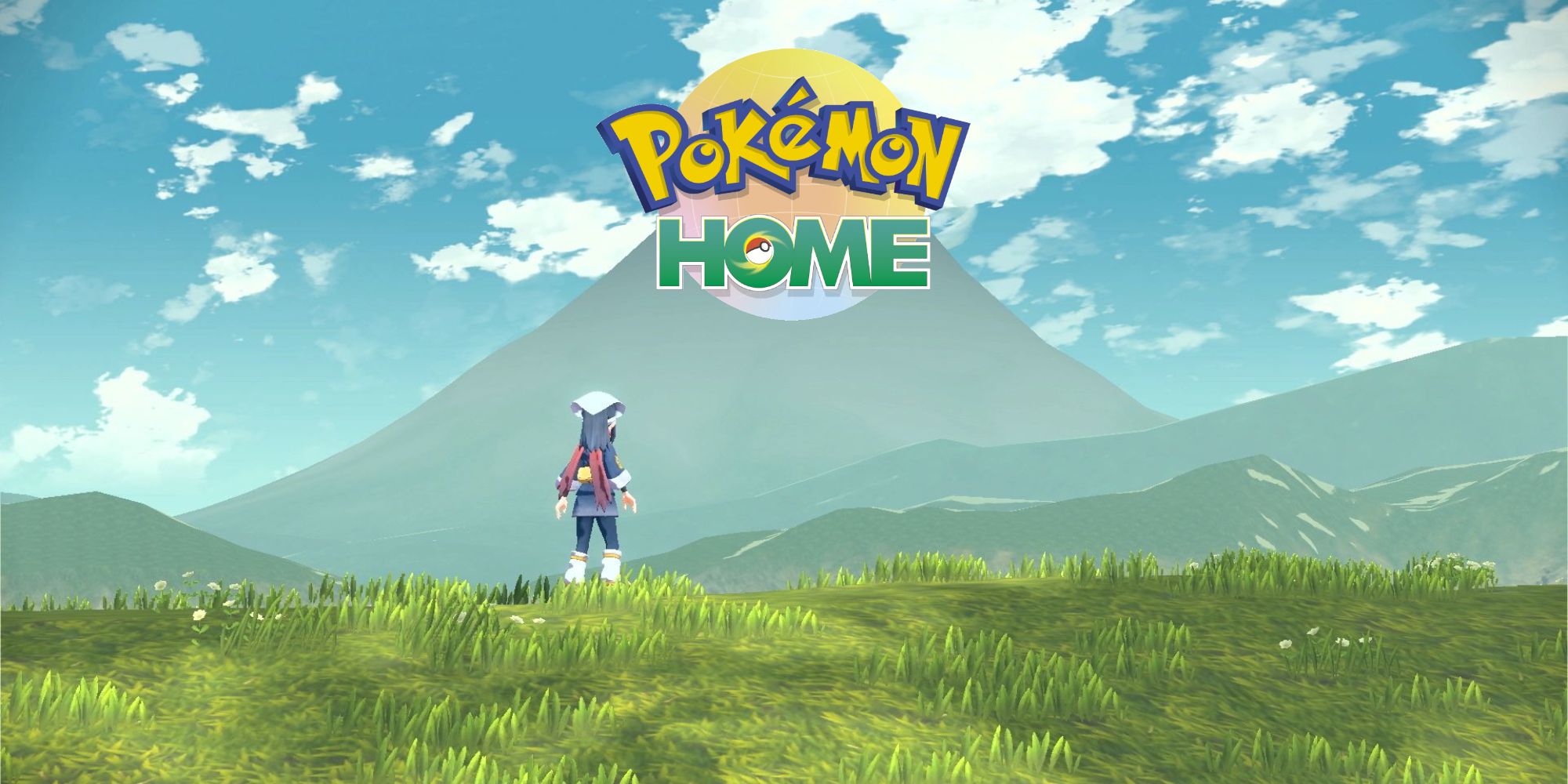 Pokemon Legends Arceus character looking at a Pokemon Home logo