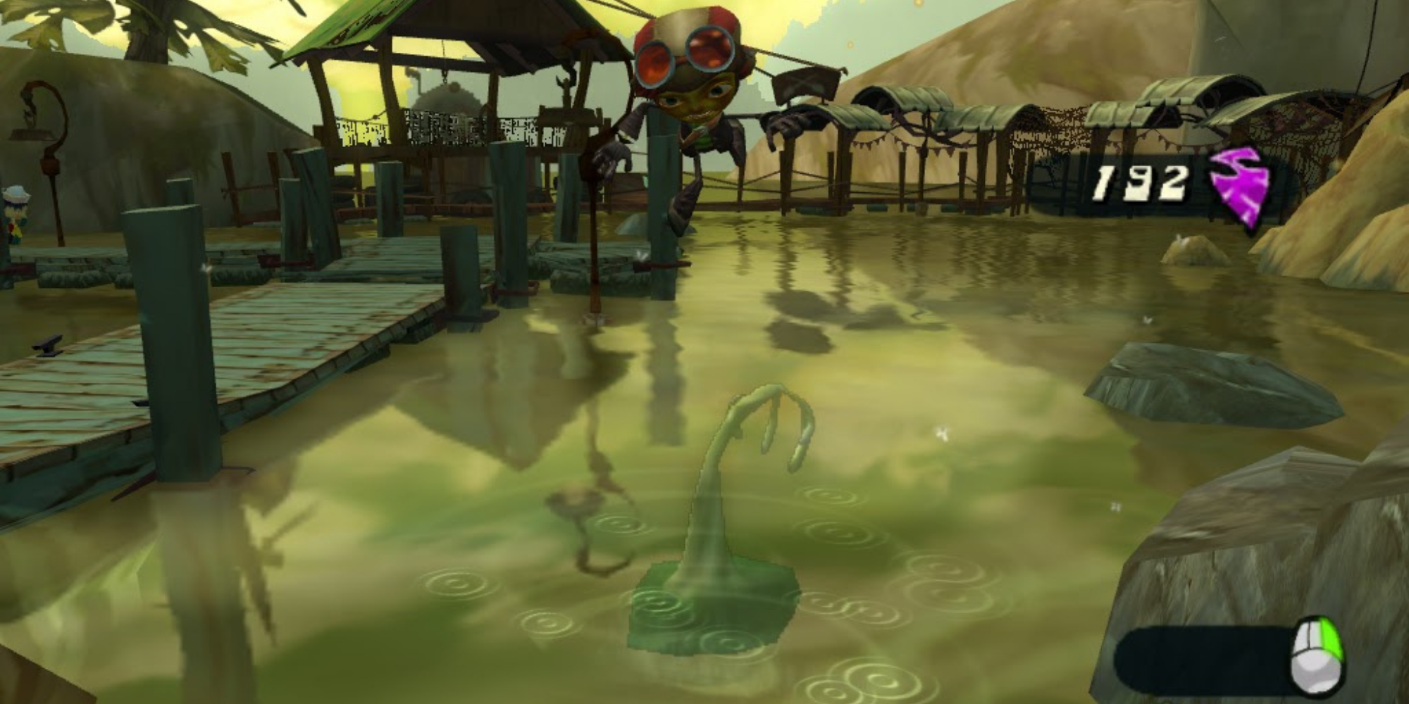 Psychonauts - Raz being attacked by the Hand of Galochio