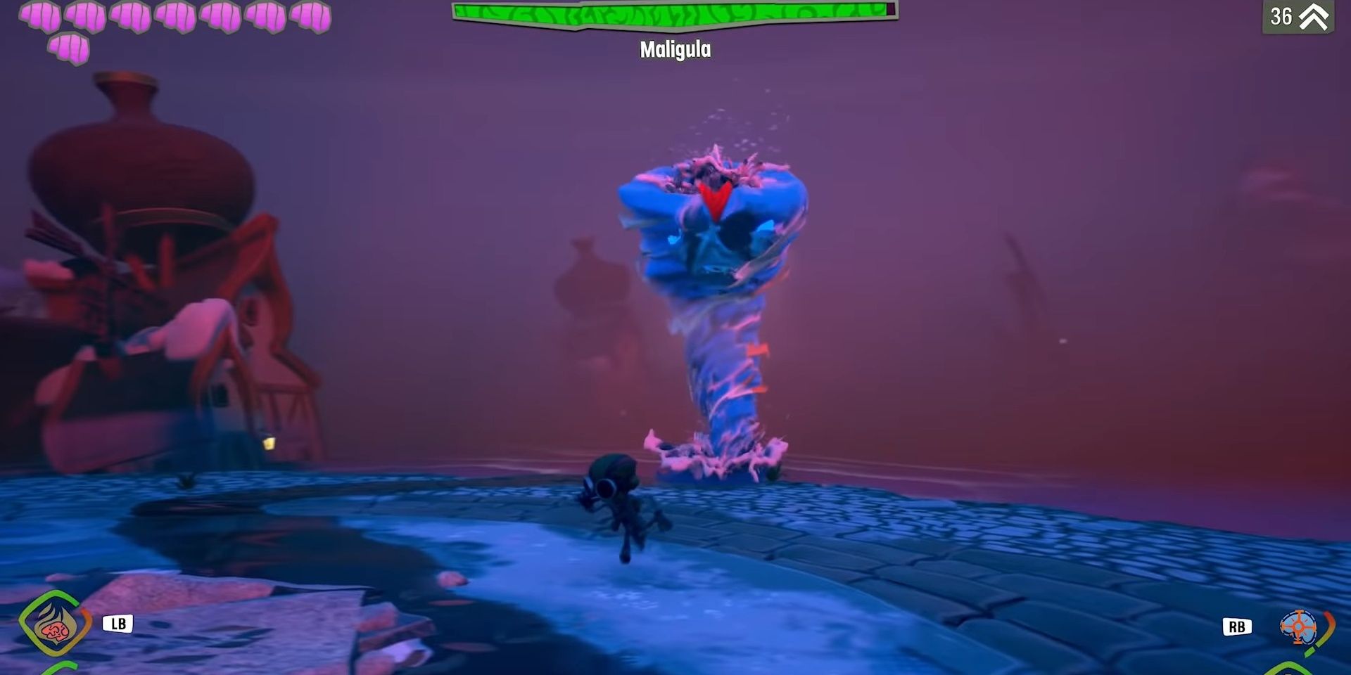 Maligula boss fight in Psychonauts 2