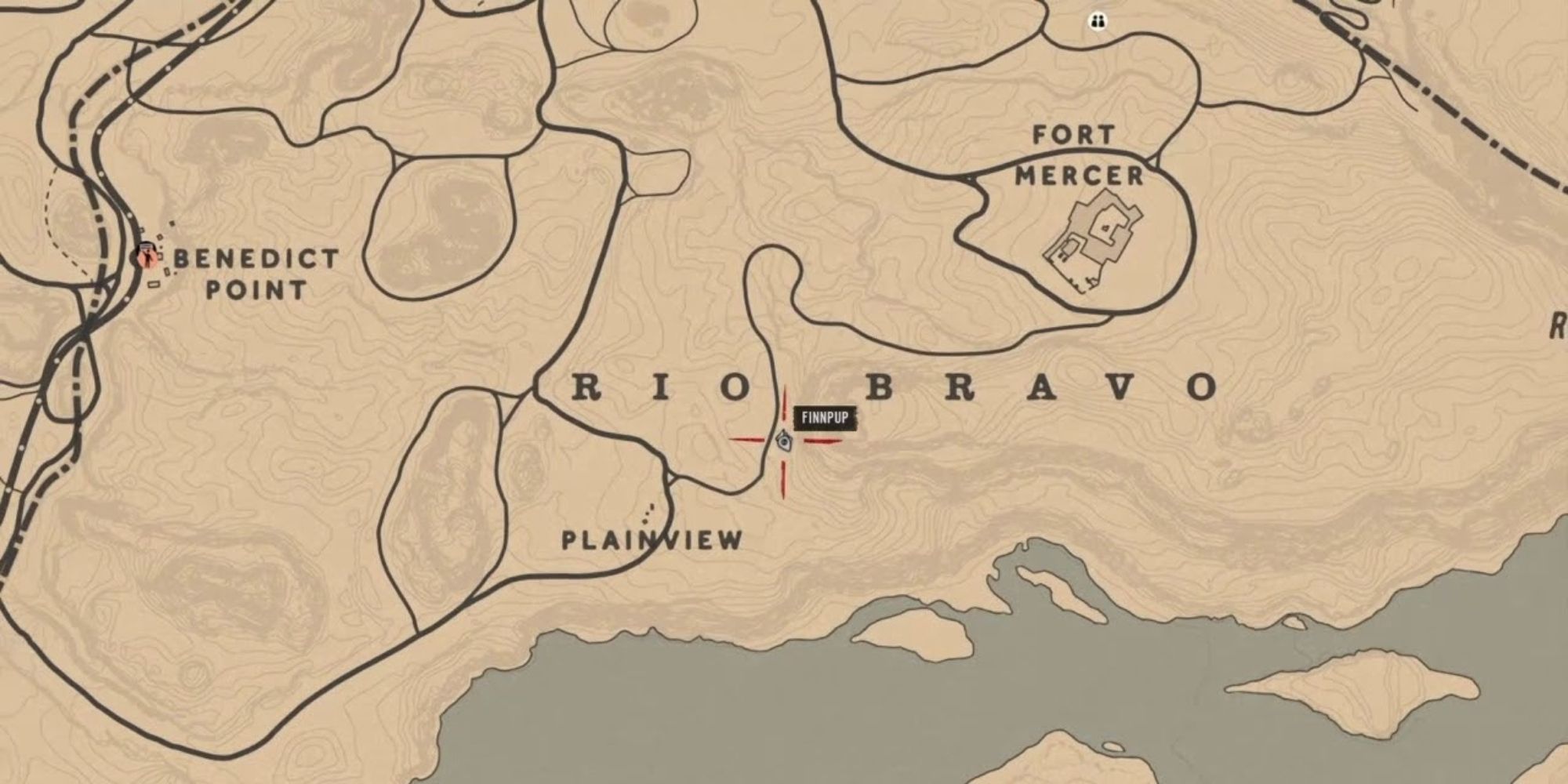 Red Dead Redemption 2 Rio bravo map pointing out location of English Mace