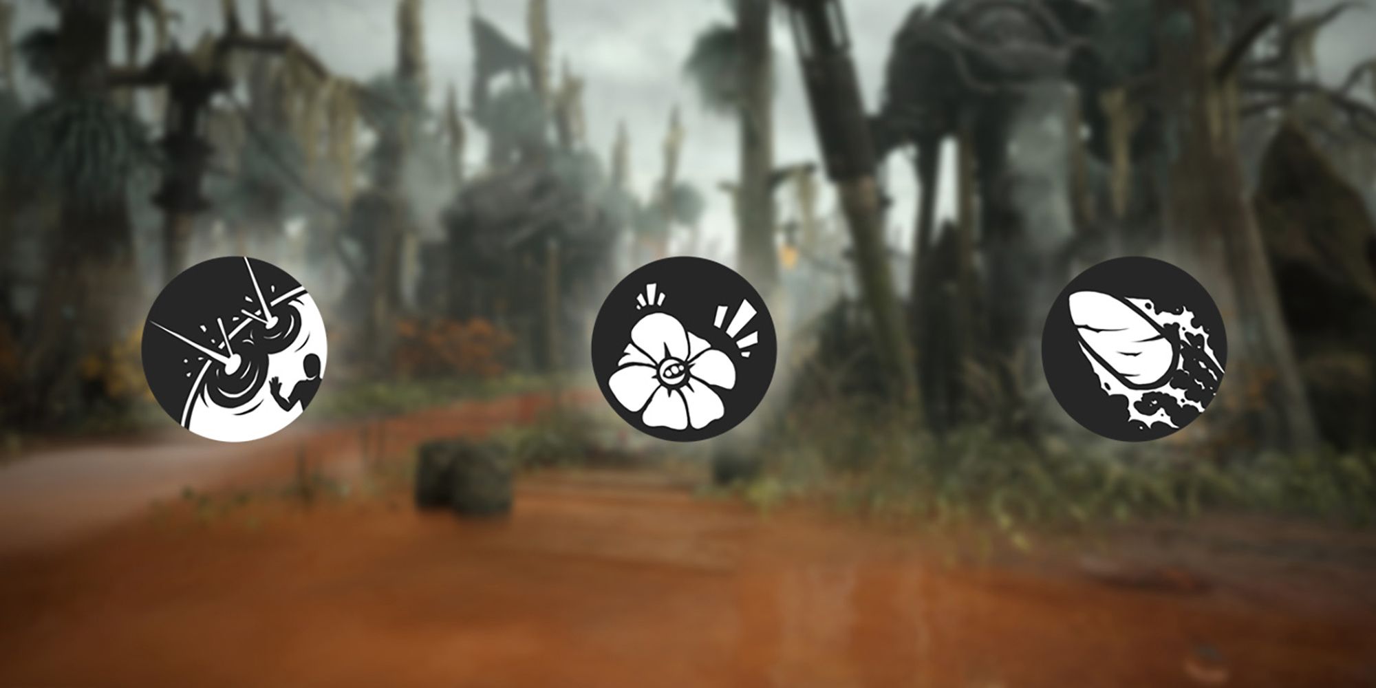Remnant From The Ashes - Image Of Corsus Swamps With PNGs Of Useful Mods For Ixillis Fight Overlaid On Top