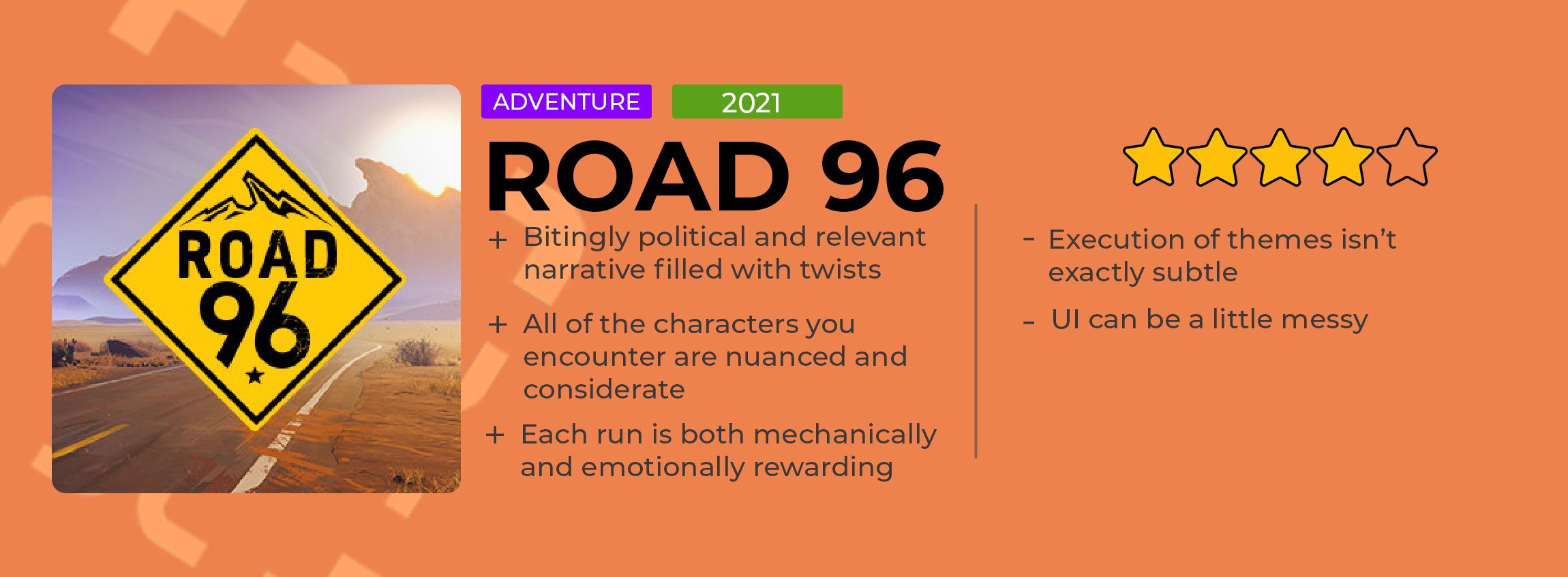 Road 96 Review card