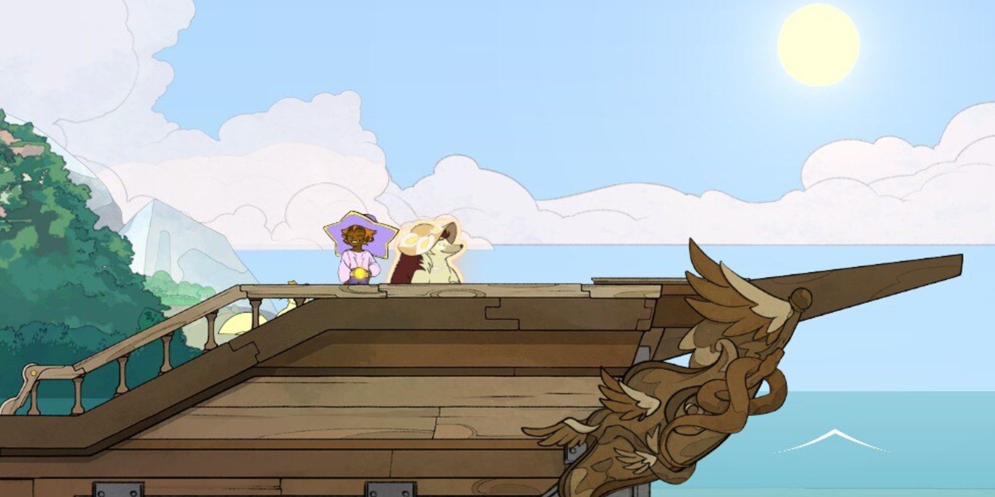stella and alice standing at the front of the ship
