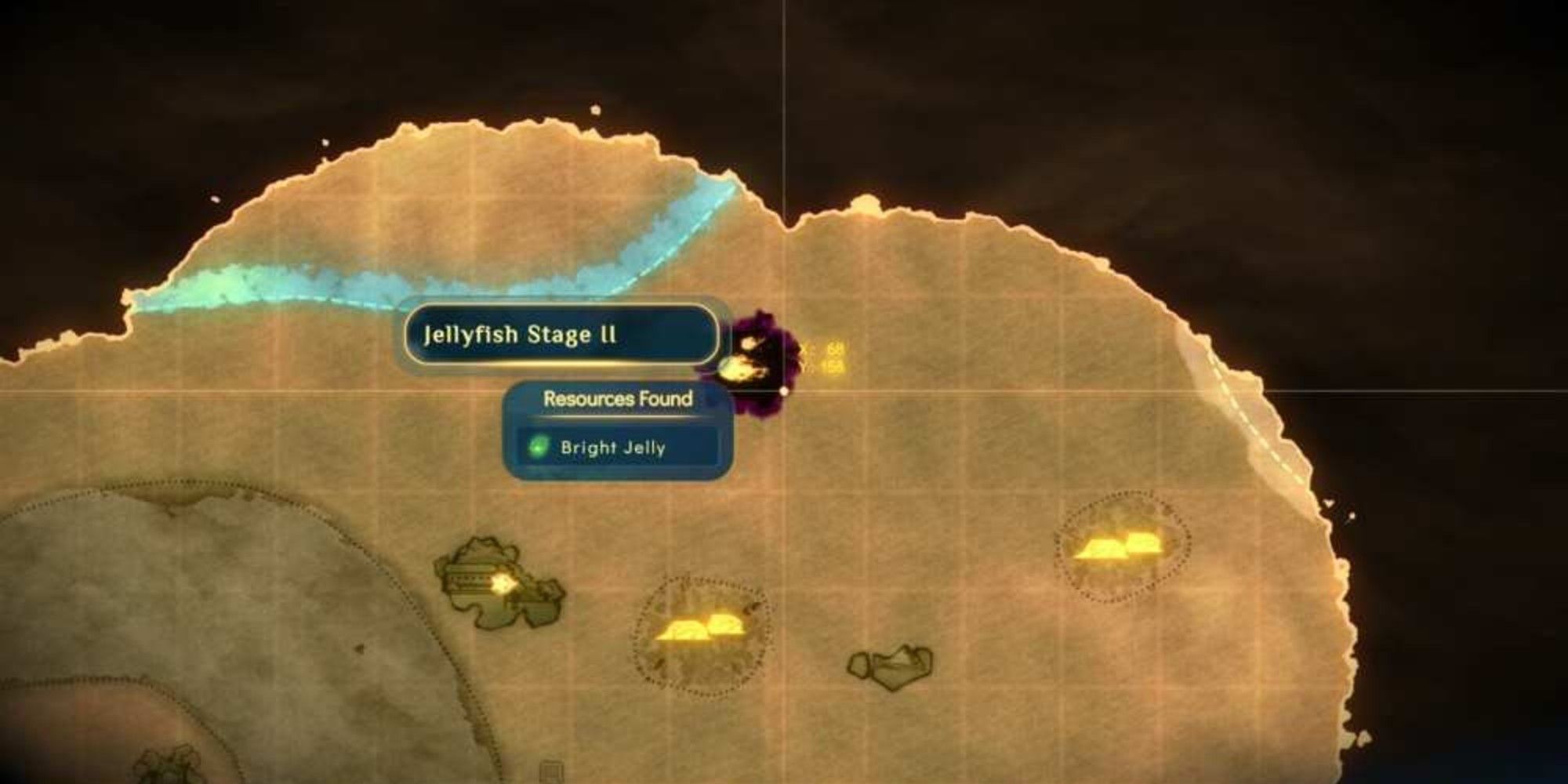 location on map highlighted with jellyfish area shown