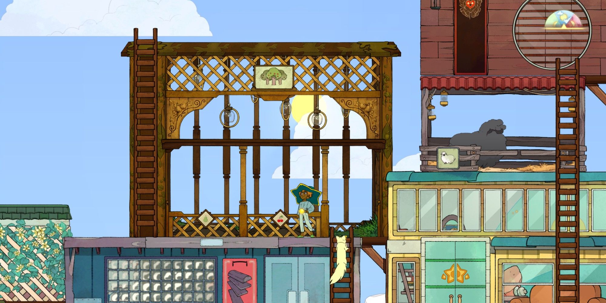 stella standing in front of orchard on ship
