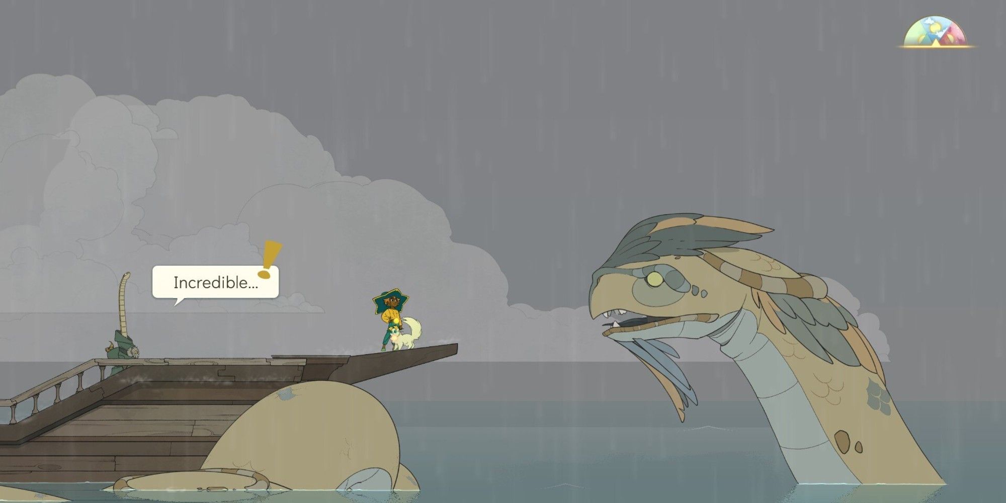 stella standing on front of ship near the quartz dragon and summer