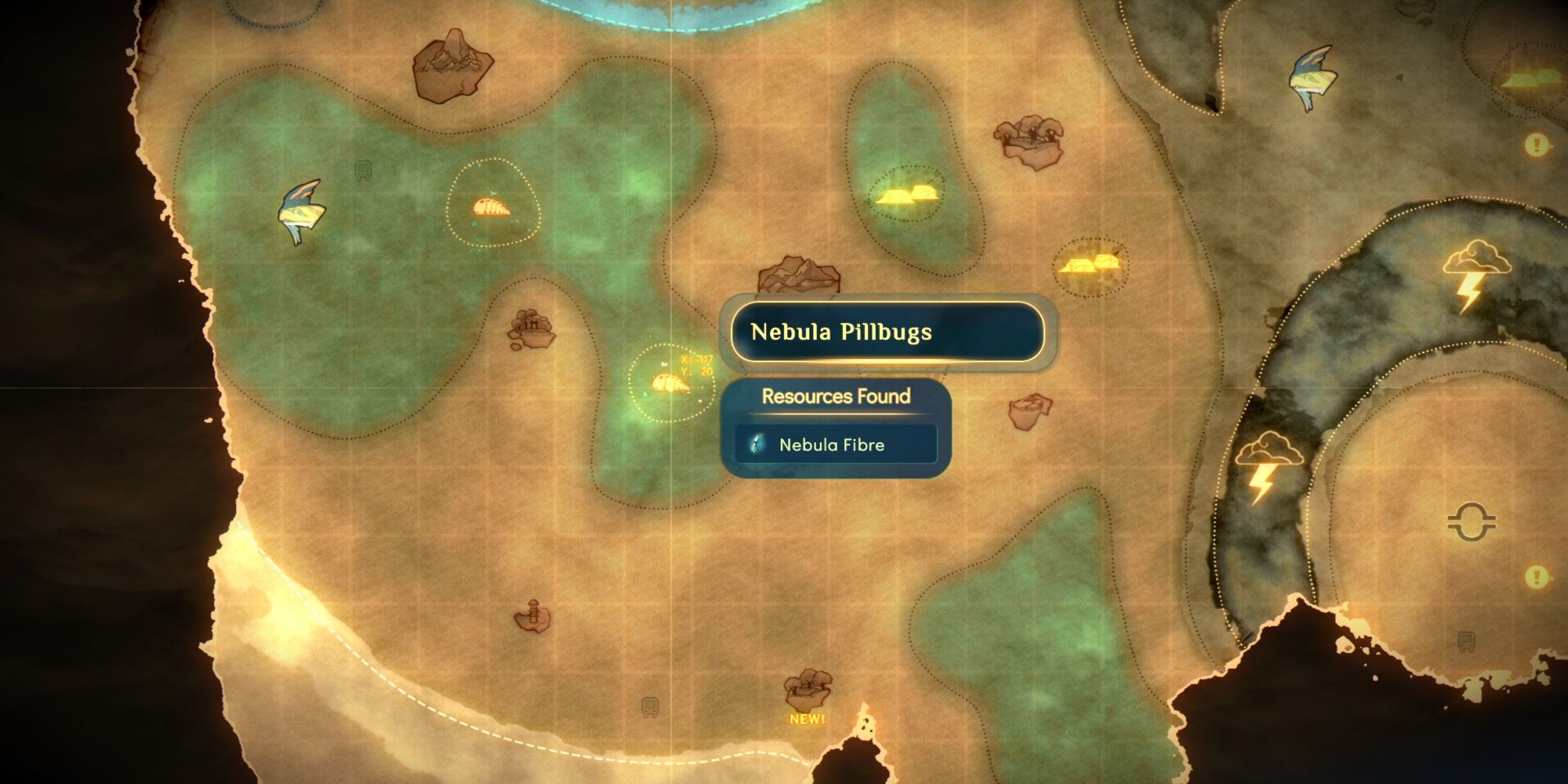 map with nebula pillbug location highlighted
