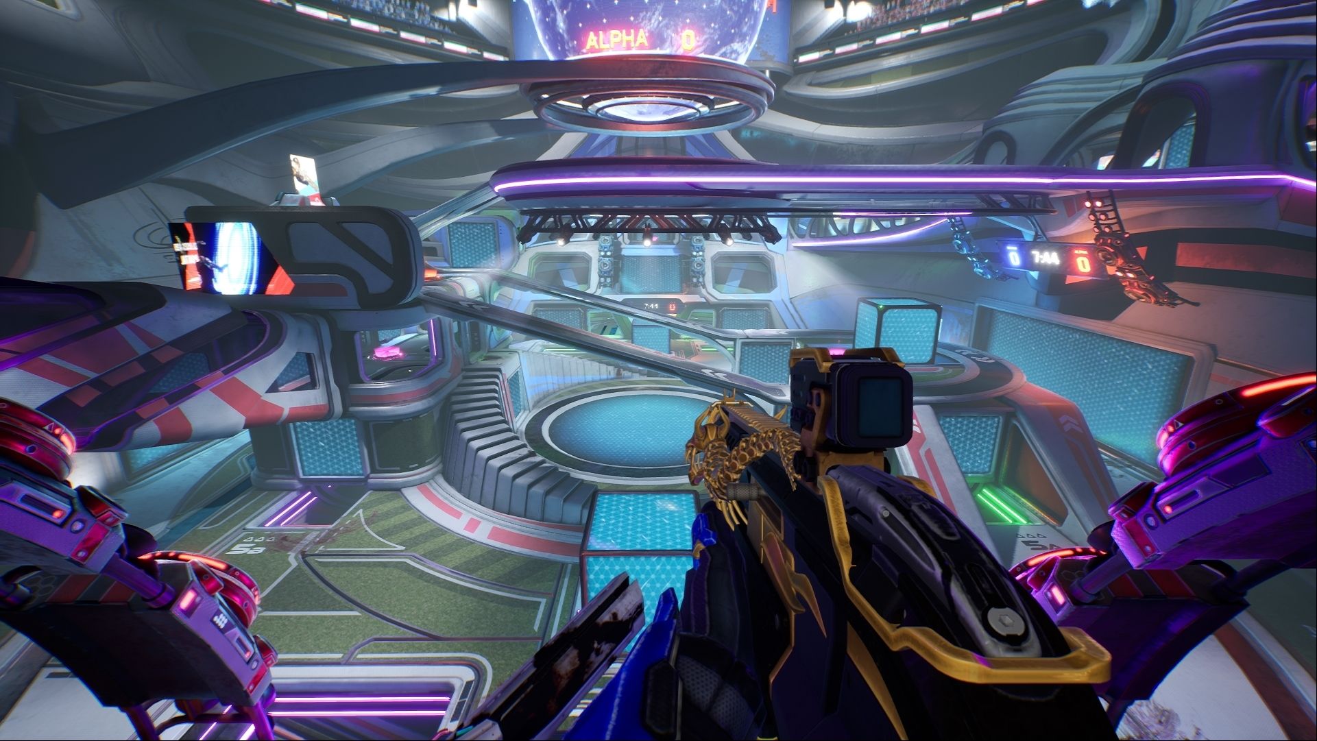 The map Stadium from the sci-fi FPS Splitgate