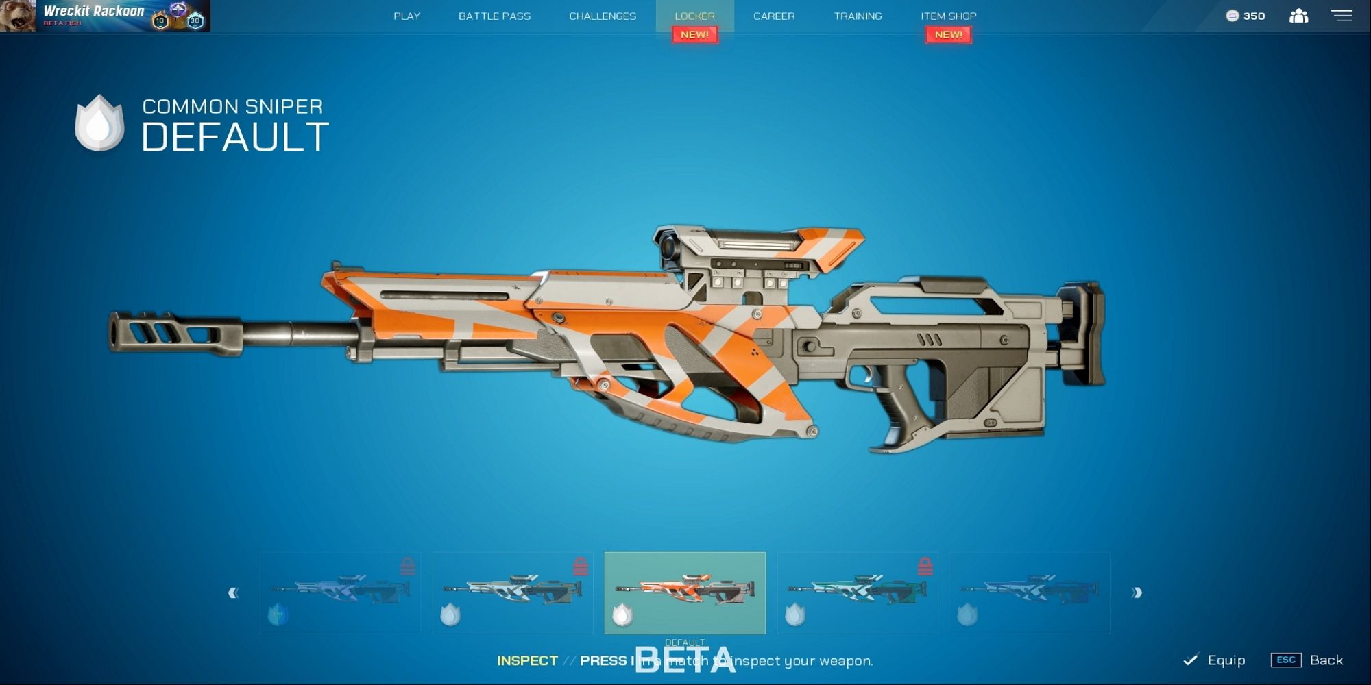The sniper with the default skin from Splitgate