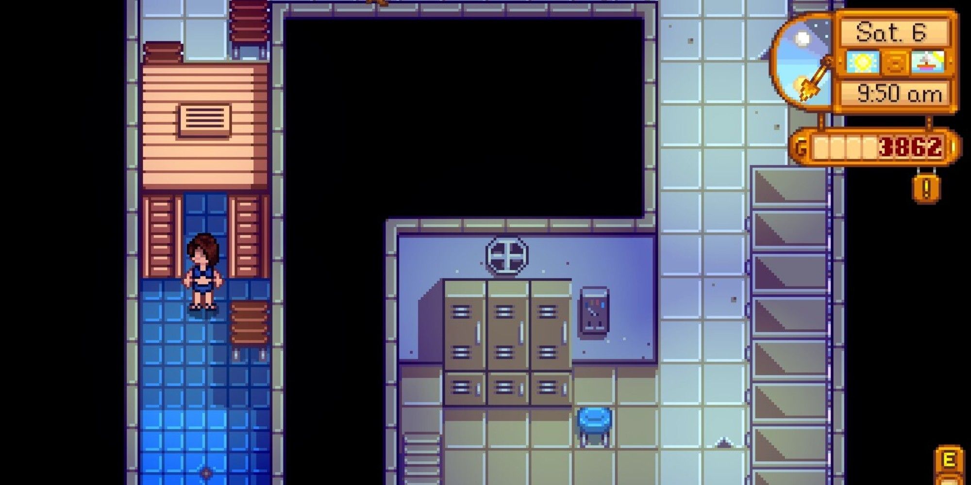 player in locker room area of spa