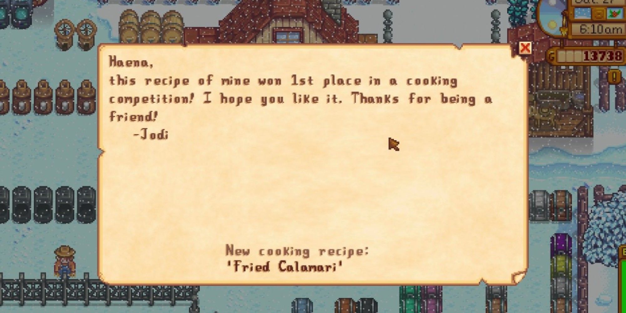 mail from jodi with fried calamari recipe
