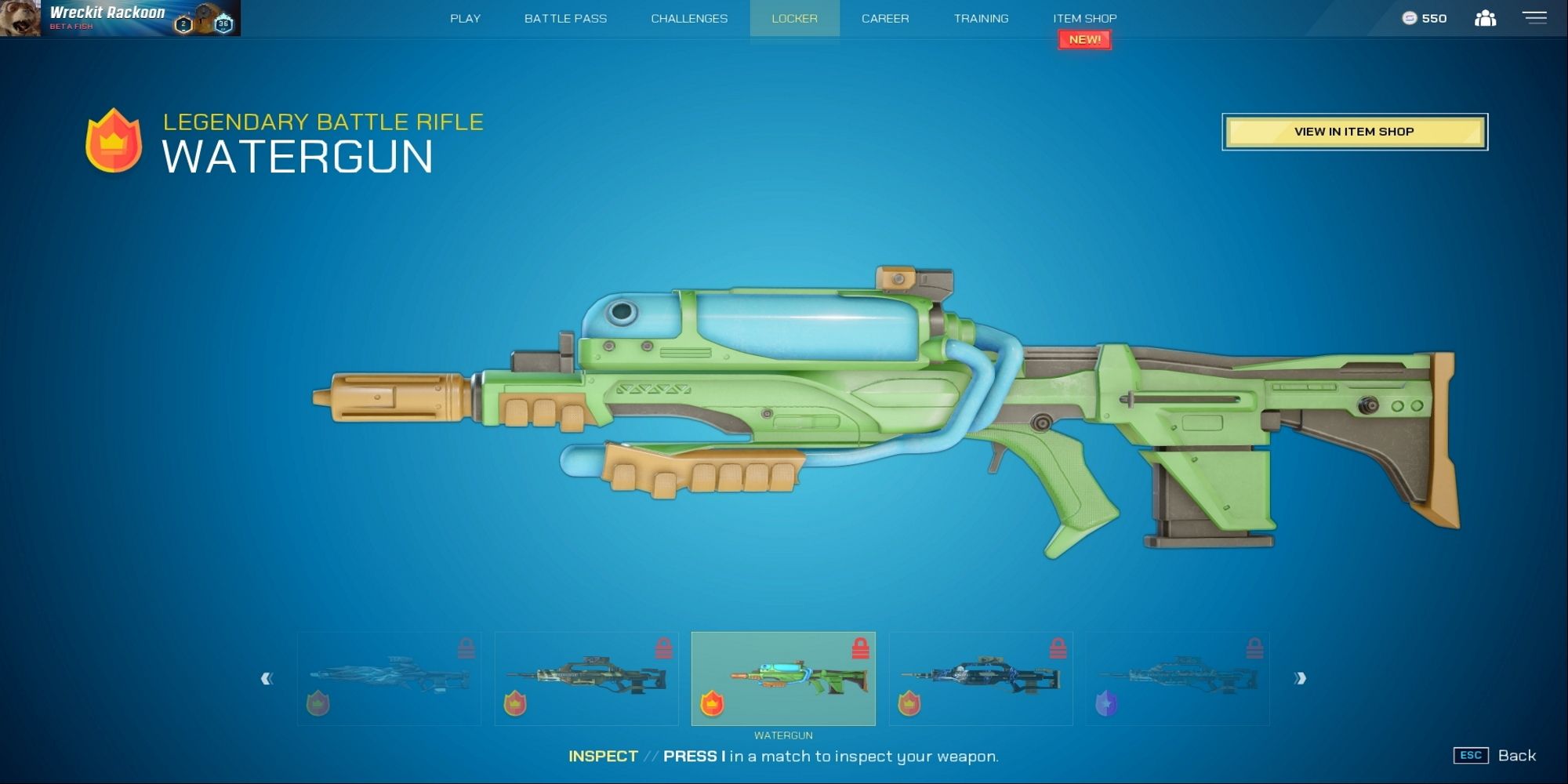 The legendary Battle Rifle Watergun skin from Splitgate