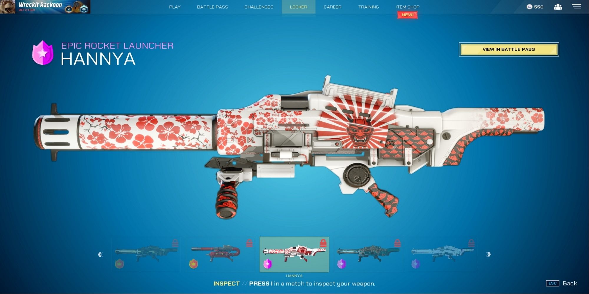 The epic Rocket Launcher Hannya skin from Splitgate