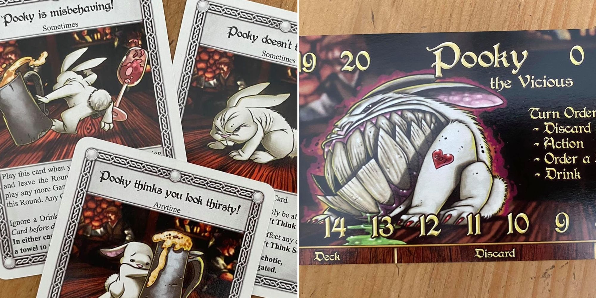 The Red Dragon Inn - Examples of Pooky's cards - Pooky the Vicious' player mat 