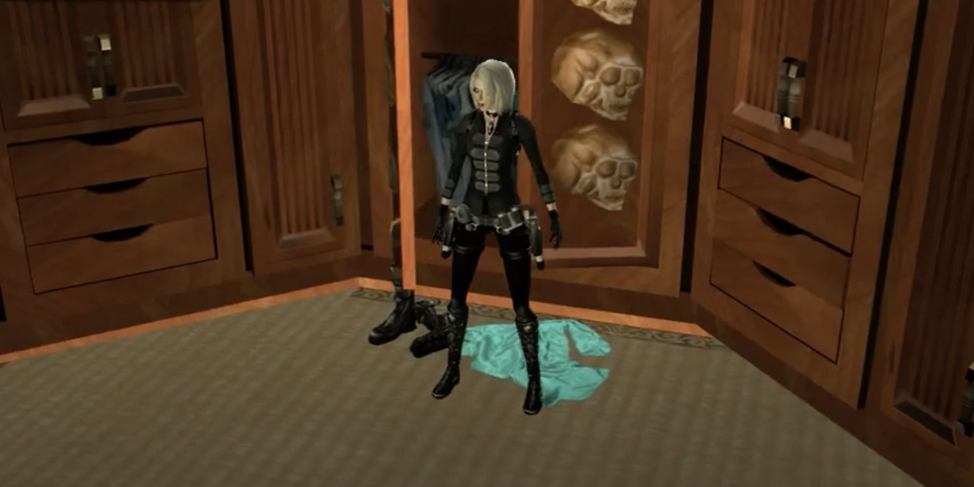 Lara donning the Amanda, Winter outfit in Tomb Raider Legend.