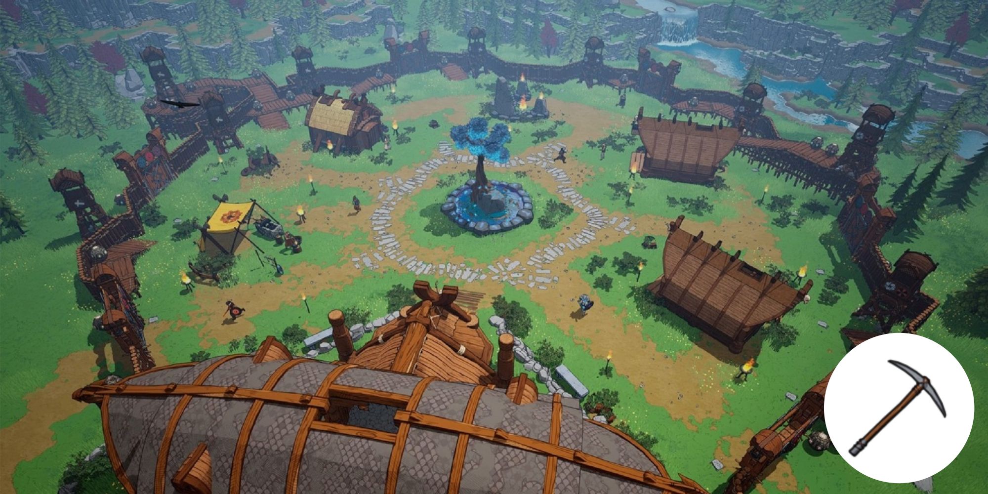 A circularly arranged viking settlement in tribes of midgard