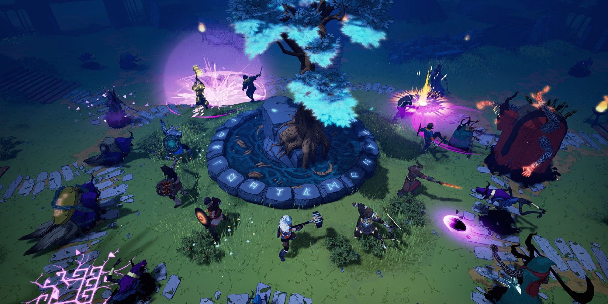 Tribes of Midgard Seed of Yggdrasil with warriors gathered to  protect it