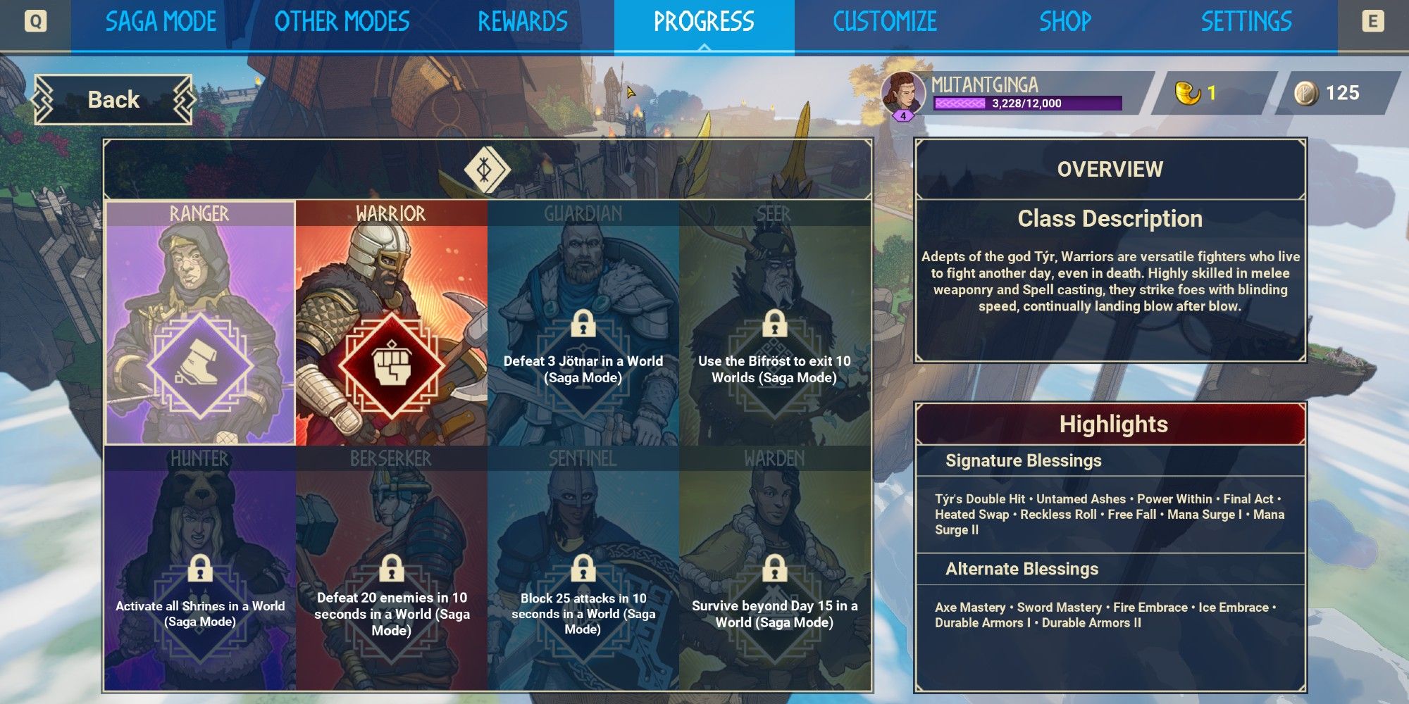 Tribes of Midgard Class Menu