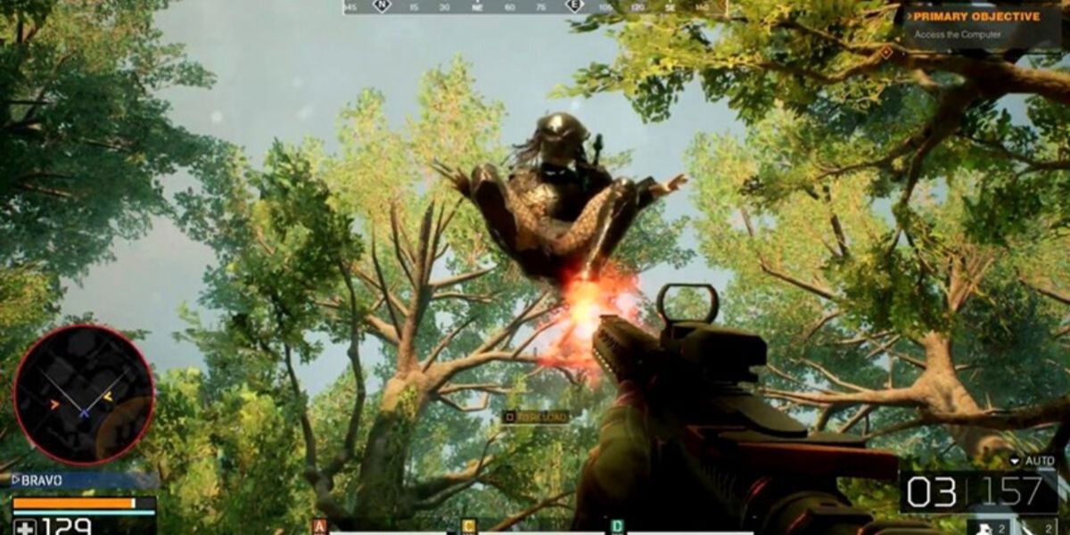 Fireteam Member Lands An Impressive Shot On The Predator From Predator: Hunting Grounds Jumping Down From Above