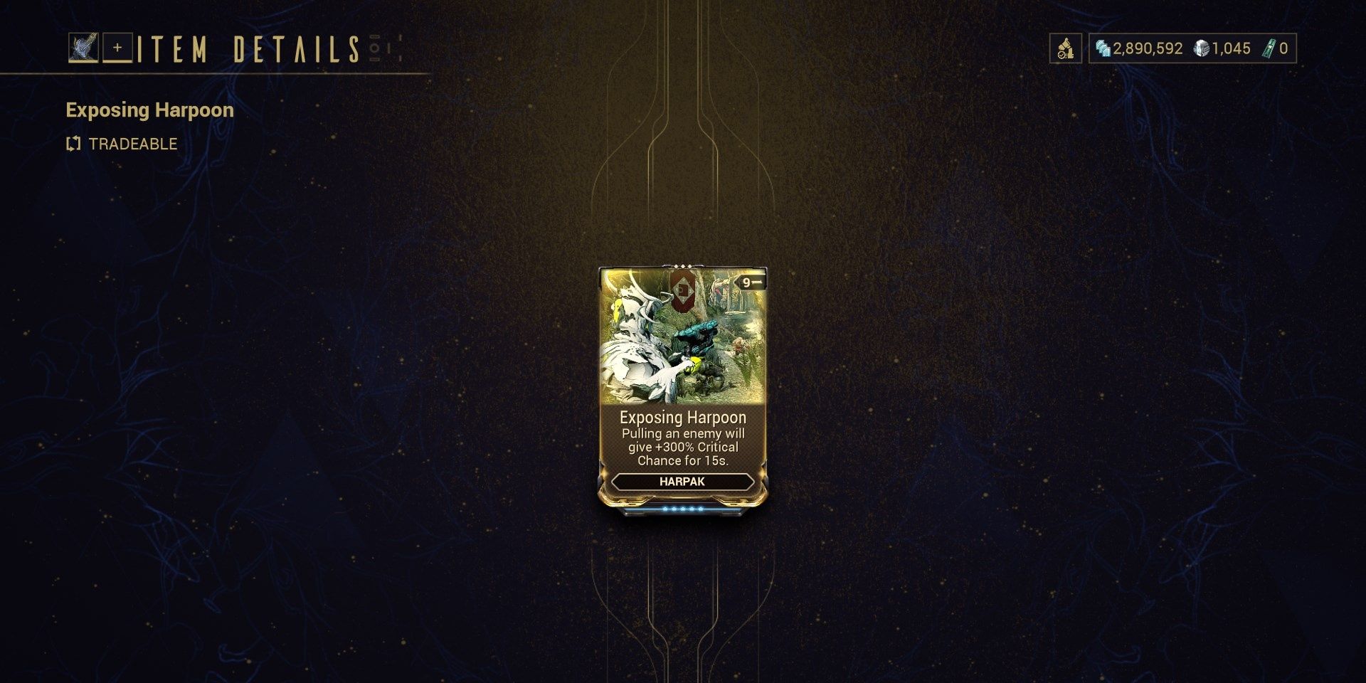 Warframe Exposing Harpoon Harpak Mod