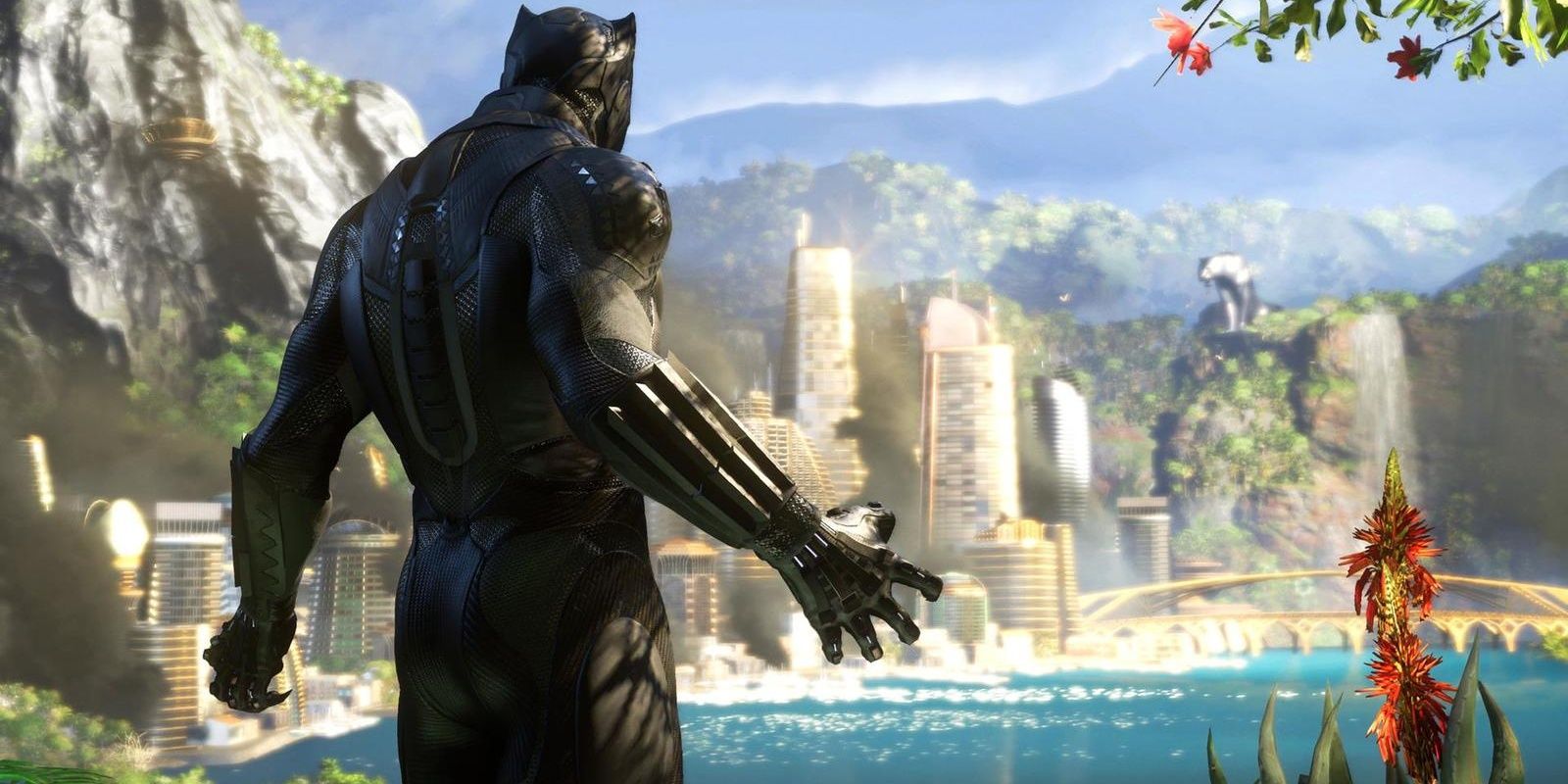 black panther looking over Wakanda