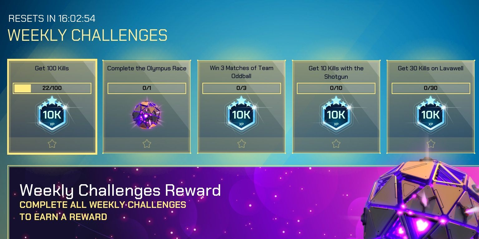 challenges screen in splitgate
